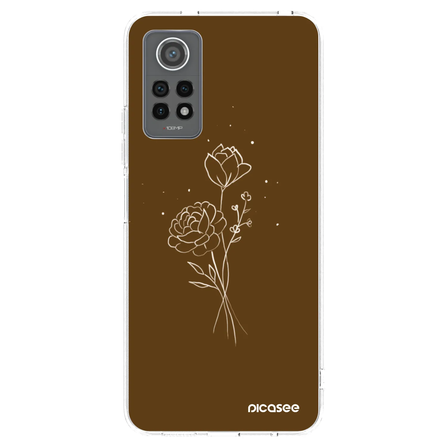 Picasee silikonový průhledný obal pro Xiaomi Redmi Note 12 Pro 4G - Brown flowers