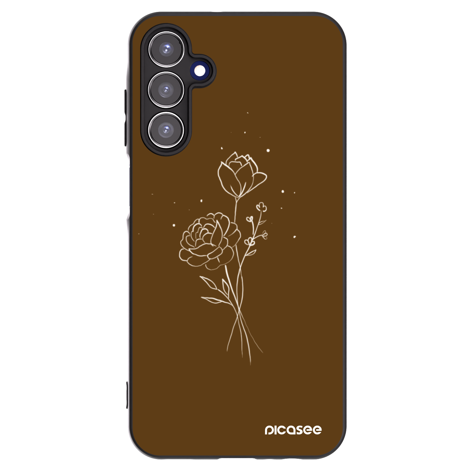 Picasee silikonový černý obal pro Samsung Galaxy A15 A155F 4G - Brown flowers