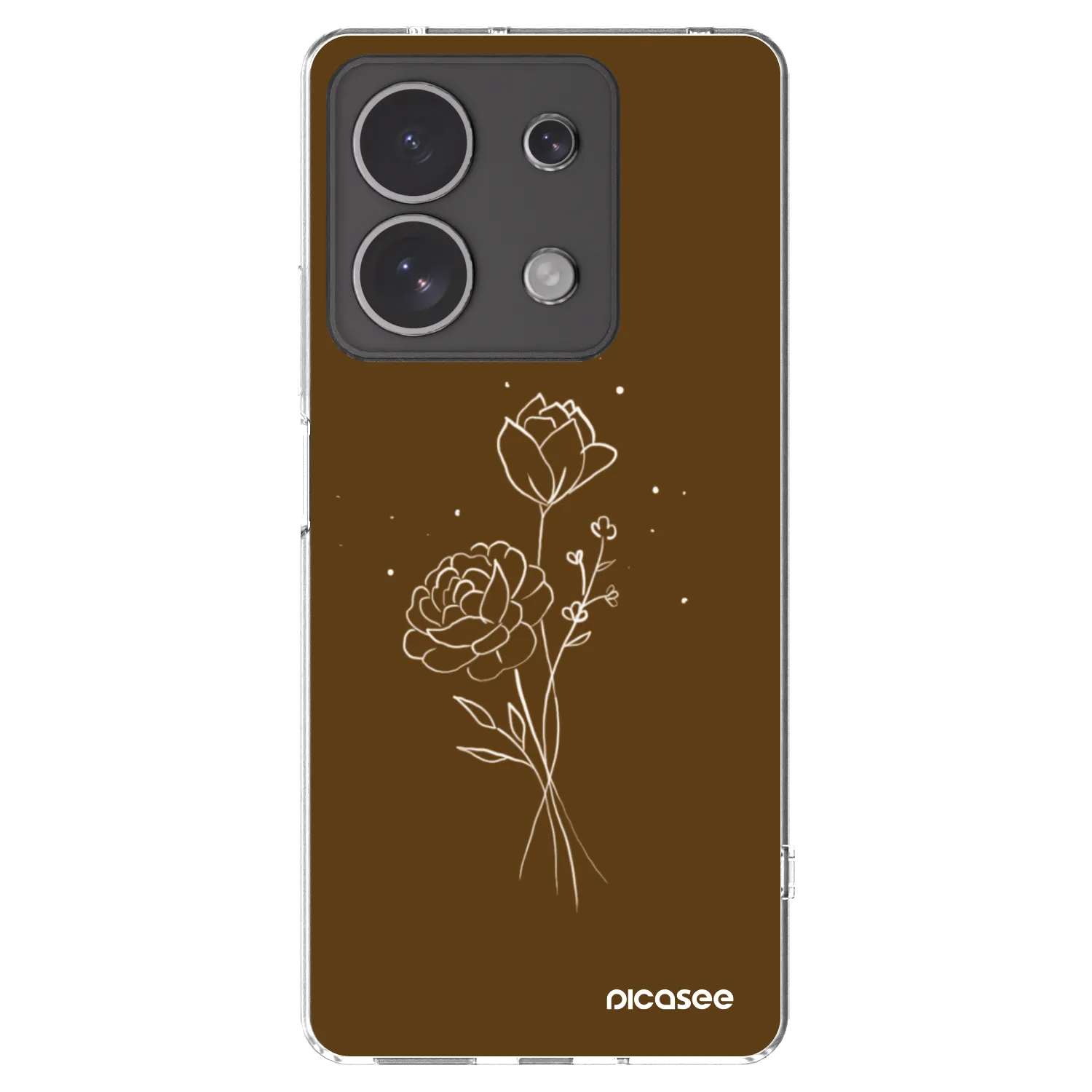 Picasee silikonový průhledný obal pro Xiaomi Redmi Note 13 4G - Brown flowers