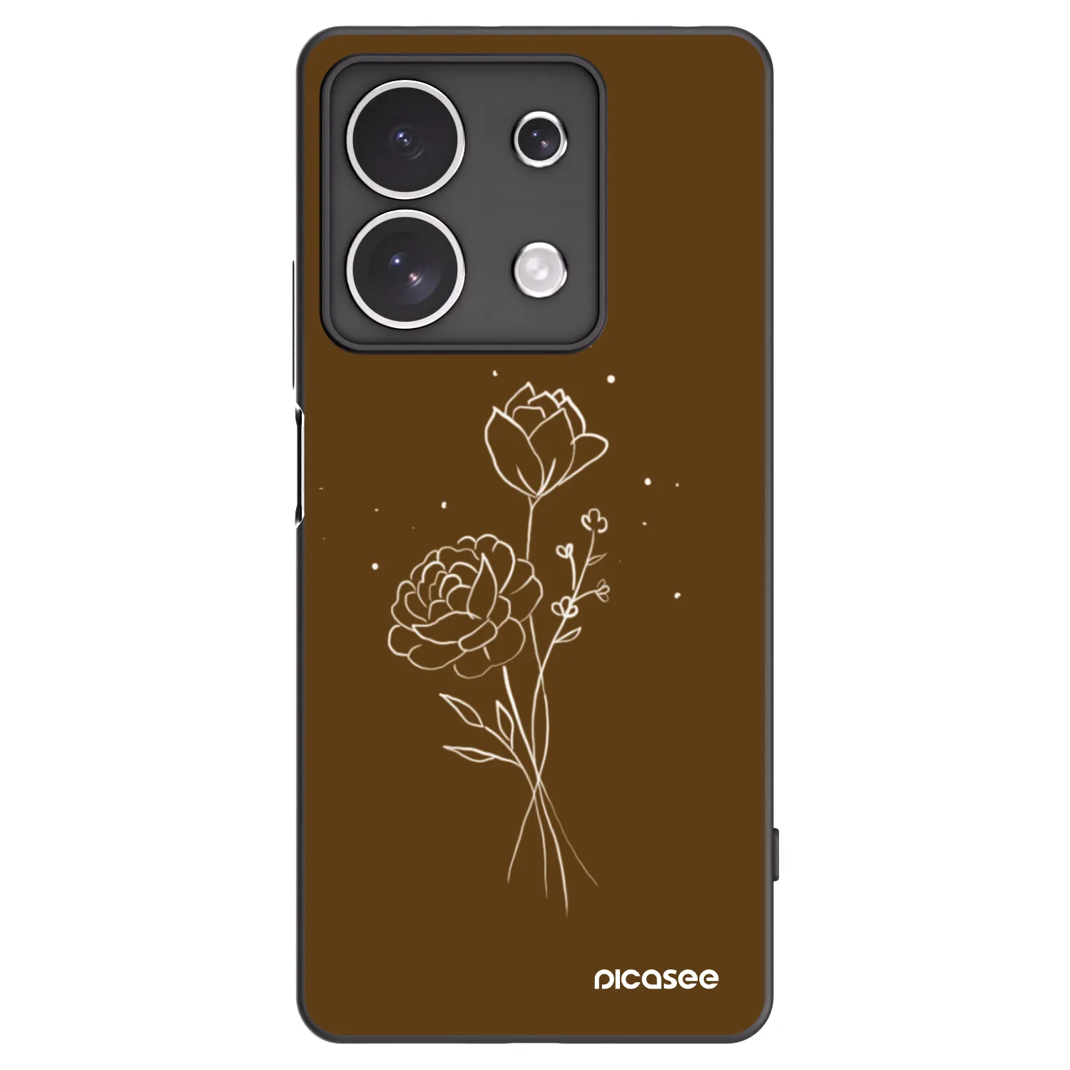 Picasee silikonový černý obal pro Xiaomi Redmi Note 13 4G - Brown flowers