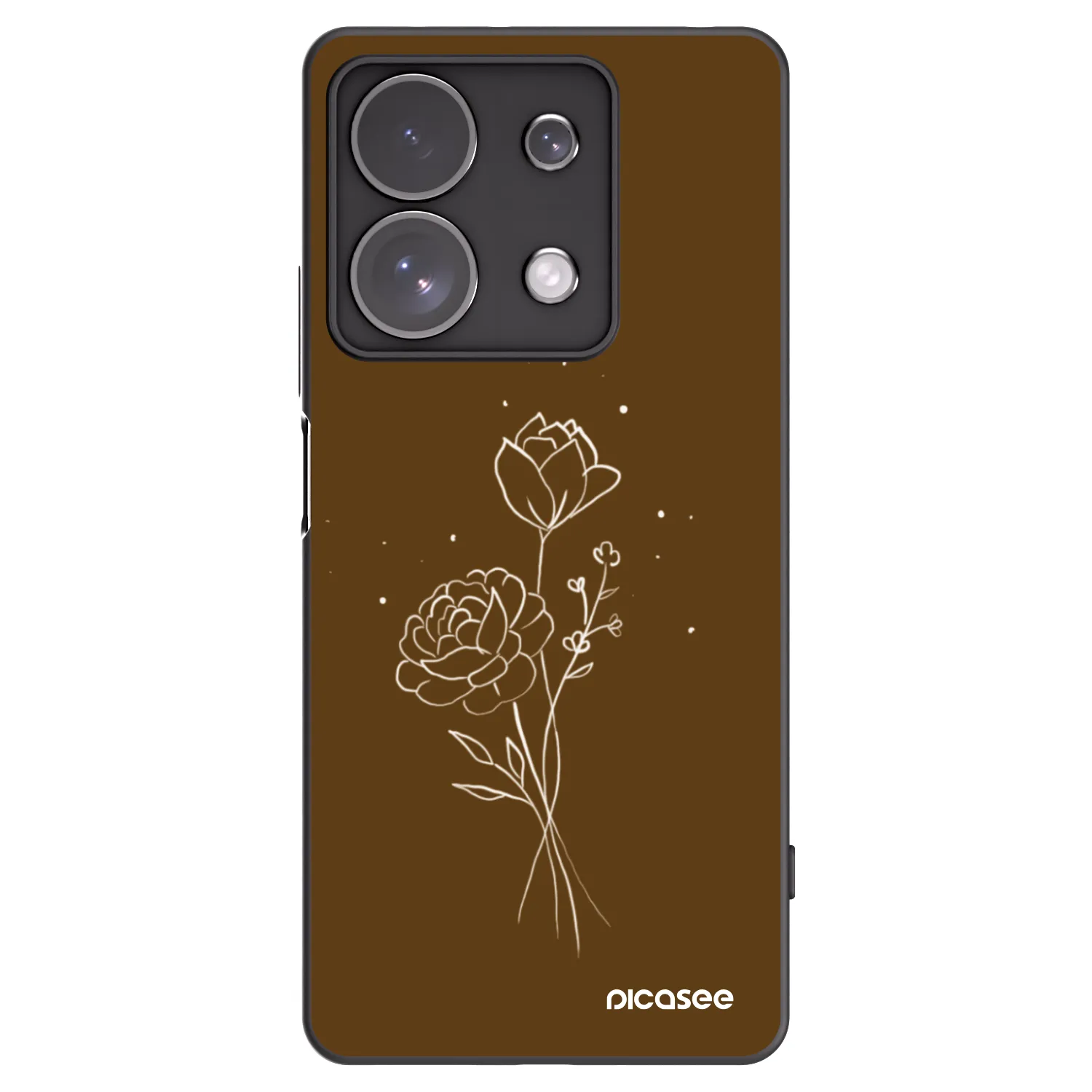 Picasee silikonový černý obal pro Xiaomi Redmi Note 13 Pro 4G - Brown flowers