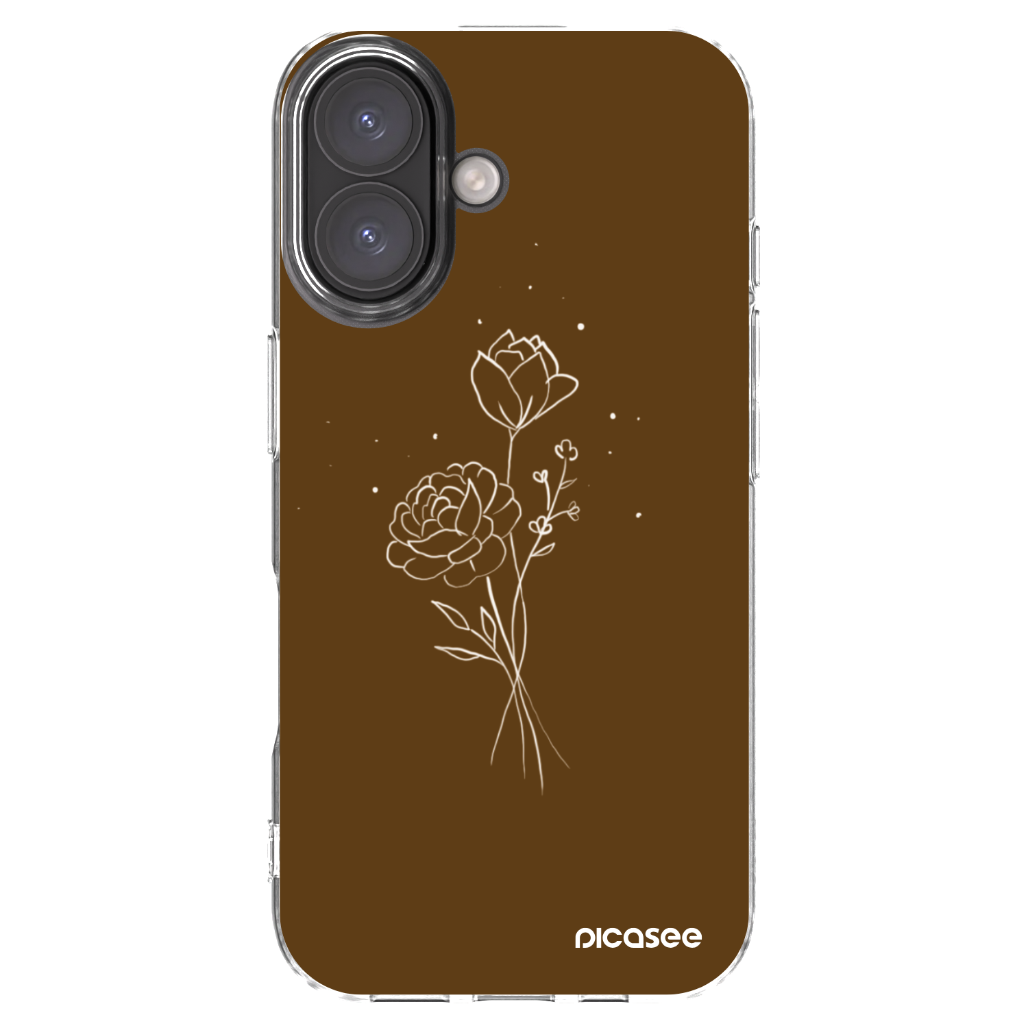 Picasee silikonový průhledný obal pro Apple iPhone 16 - Brown flowers