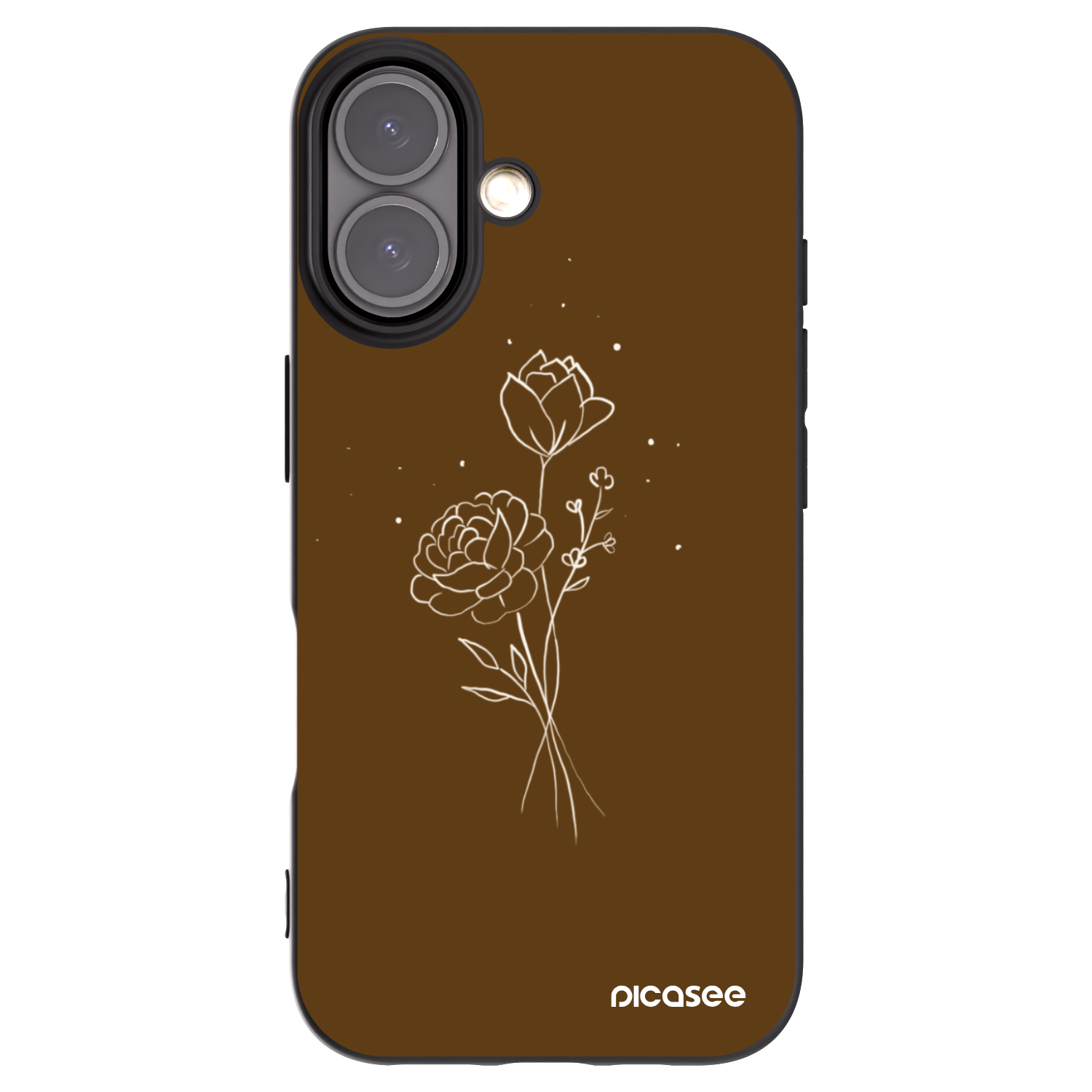 Picasee silikonový černý obal pro Apple iPhone 16 - Brown flowers