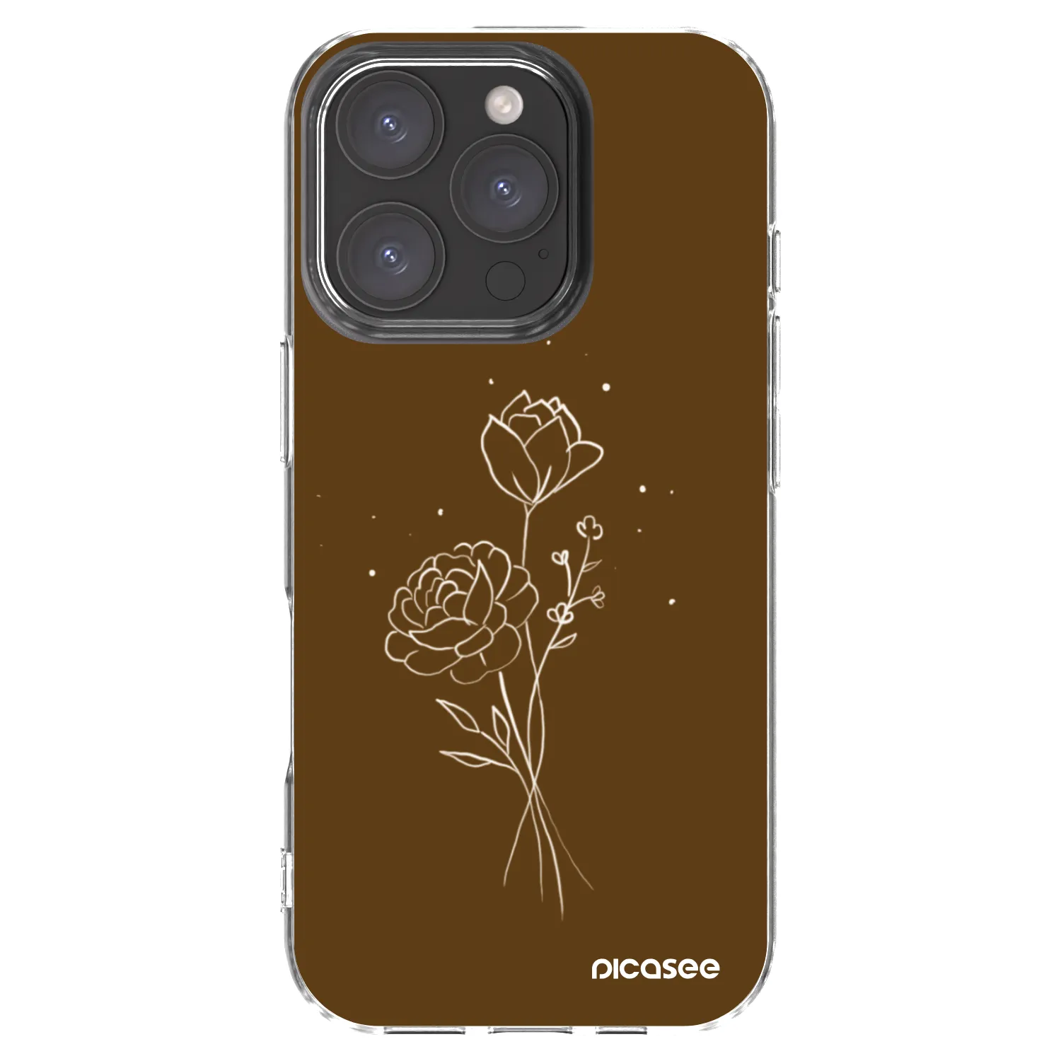 Picasee silikonový průhledný obal pro Apple iPhone 16 Pro - Brown flowers