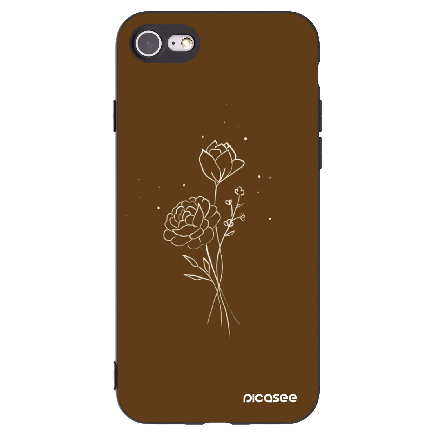 Picasee silikonový černý obal pro Apple iPhone 8 - Brown flowers