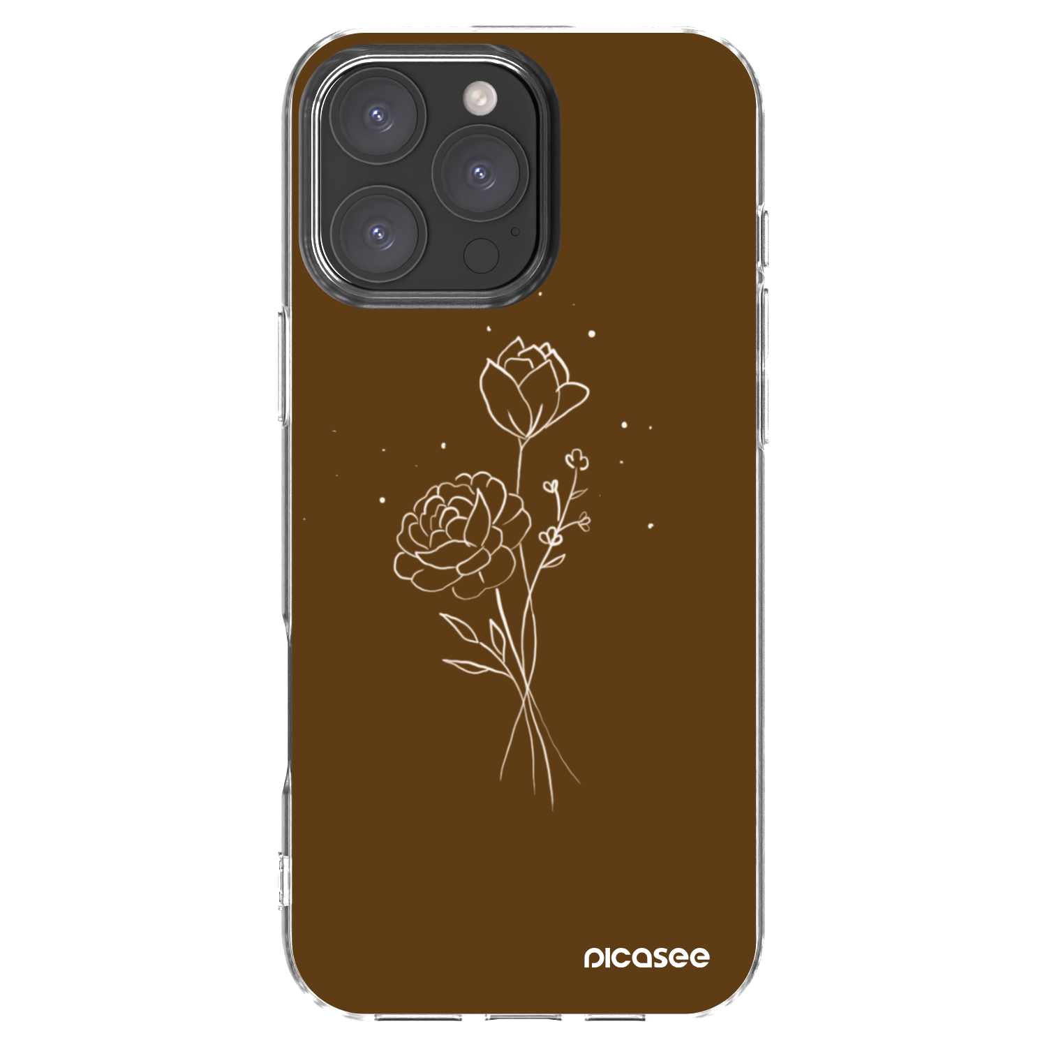 Picasee silikonový průhledný obal pro Apple iPhone 16 Pro Max - Brown flowers