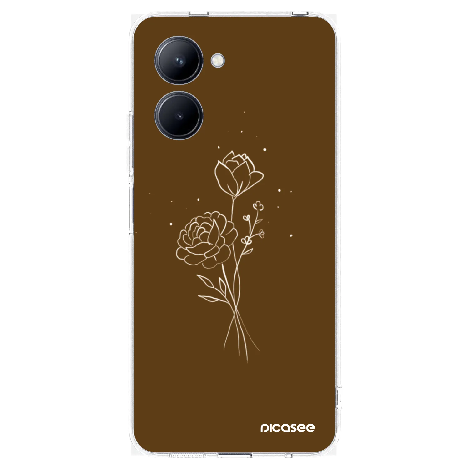 Picasee silikonový průhledný obal pro Realme C33 (2023) - Brown flowers