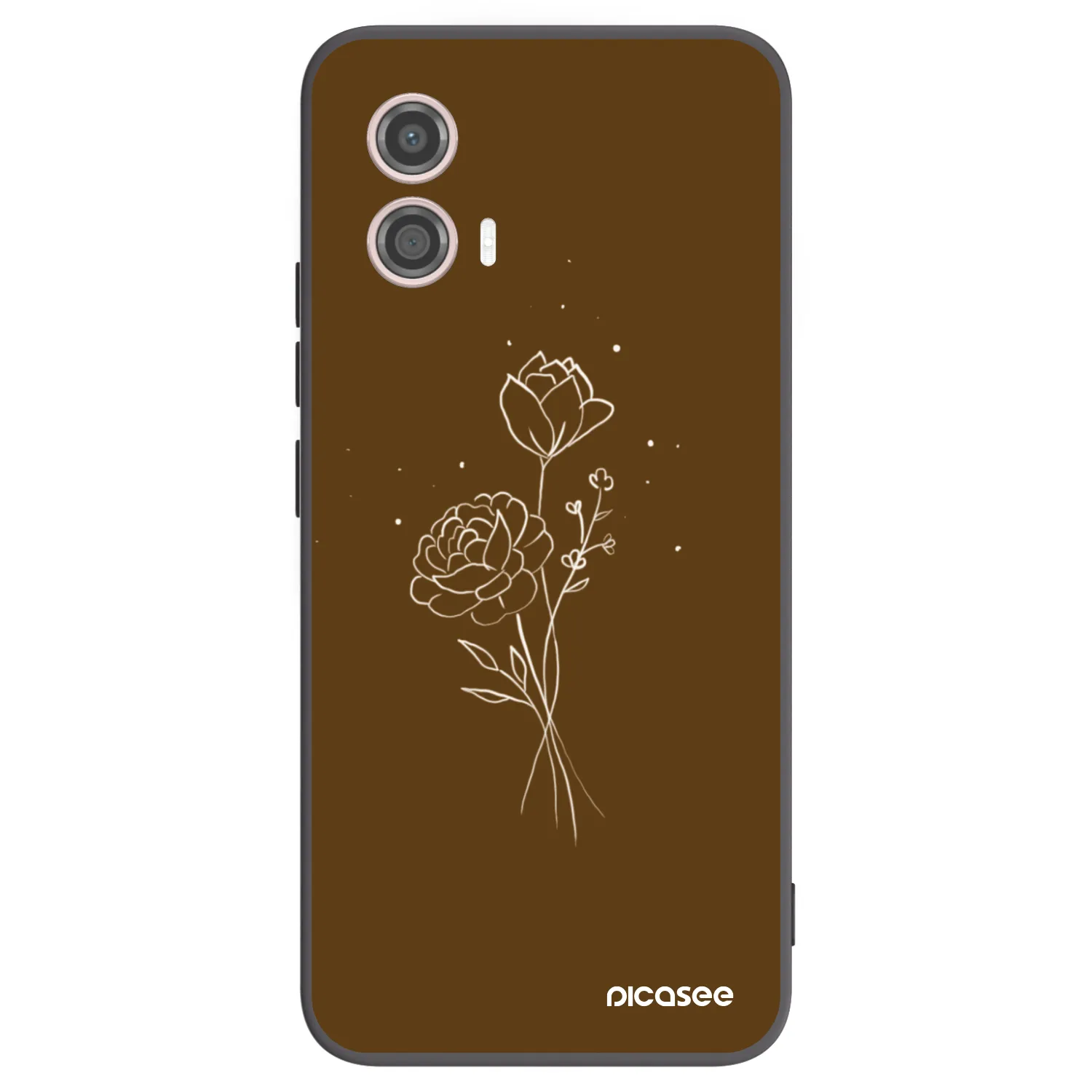 Picasee silikonový černý obal pro Motorola Moto G53 5G - Brown flowers