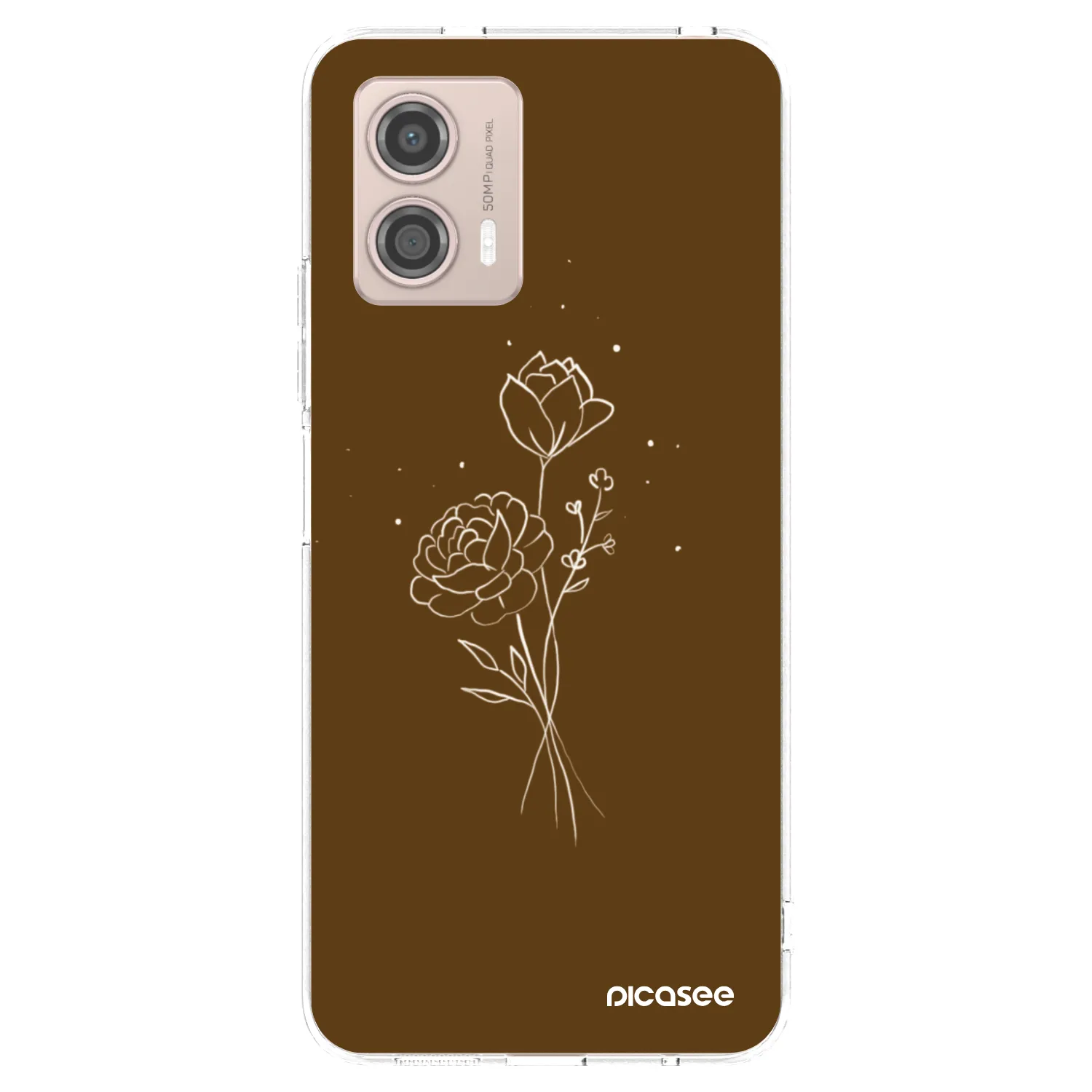 Picasee silikonový průhledný obal pro Motorola Moto G53 5G - Brown flowers