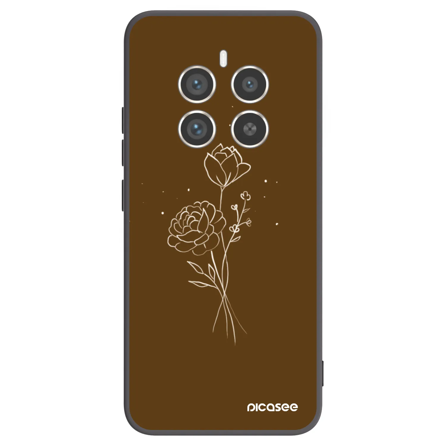 Picasee silikonový černý obal pro Realme 12 Pro 5G - Brown flowers