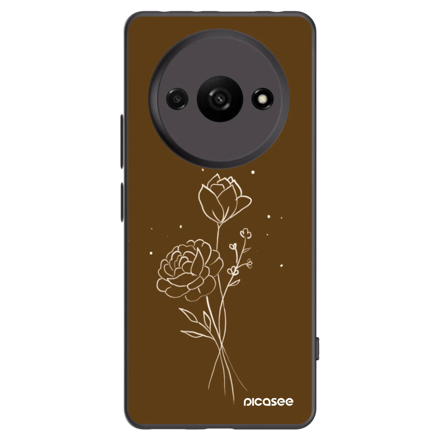 Picasee silikonový černý obal pro Xiaomi Redmi A3 - Brown flowers