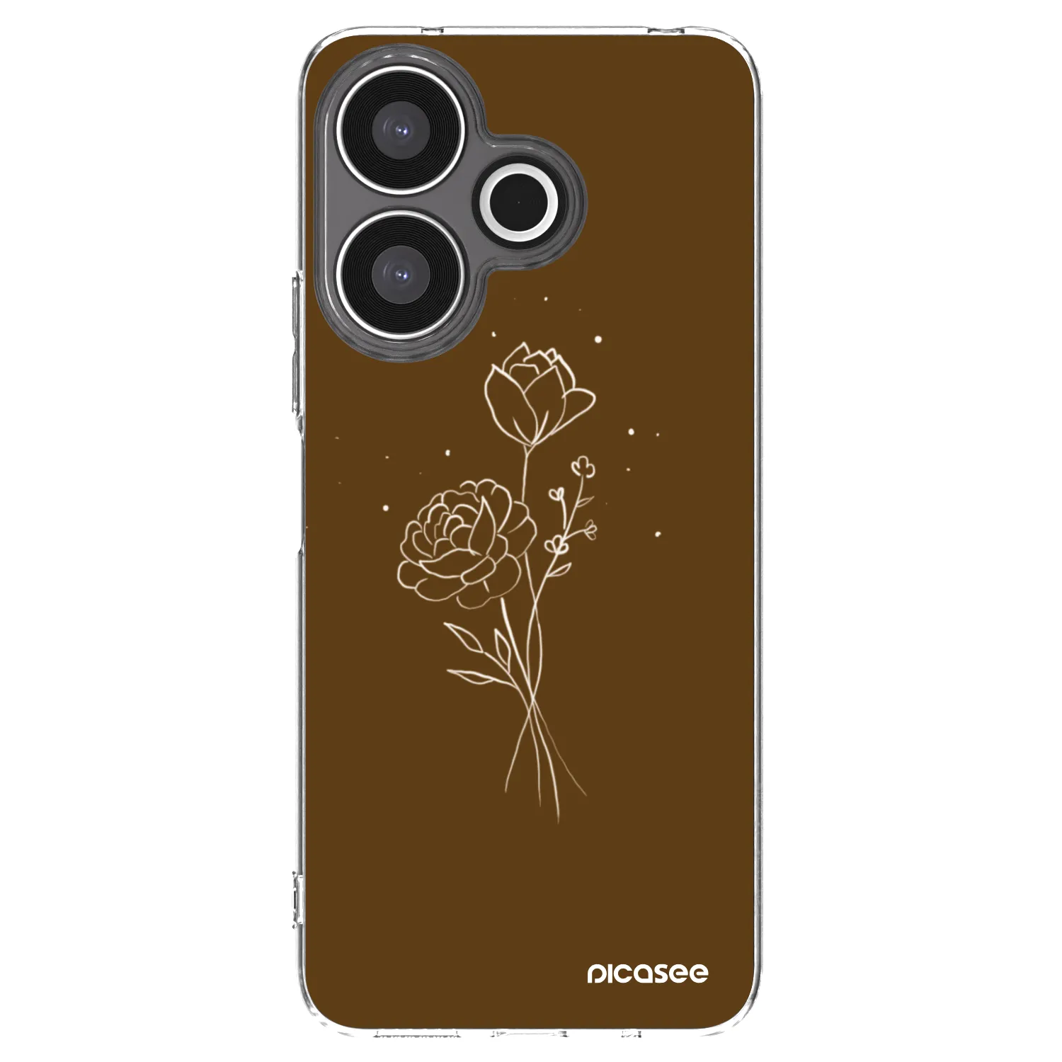 Picasee silikonový průhledný obal pro Xiaomi Redmi 13 4G - Brown flowers