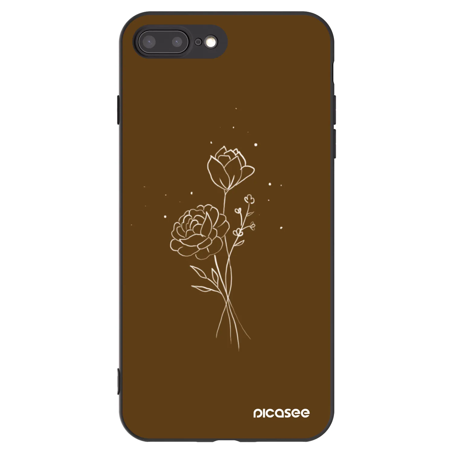 Picasee silikonový černý obal pro Apple iPhone 8 Plus - Brown flowers
