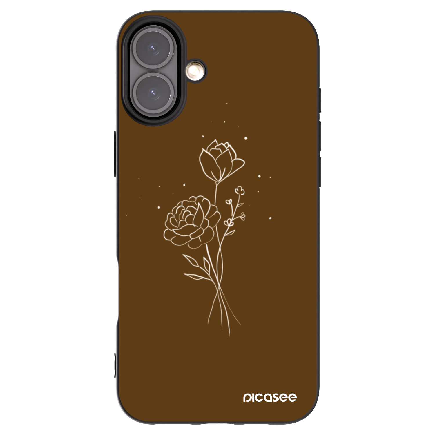 Picasee silikonový černý obal pro Apple iPhone 16 Plus - Brown flowers