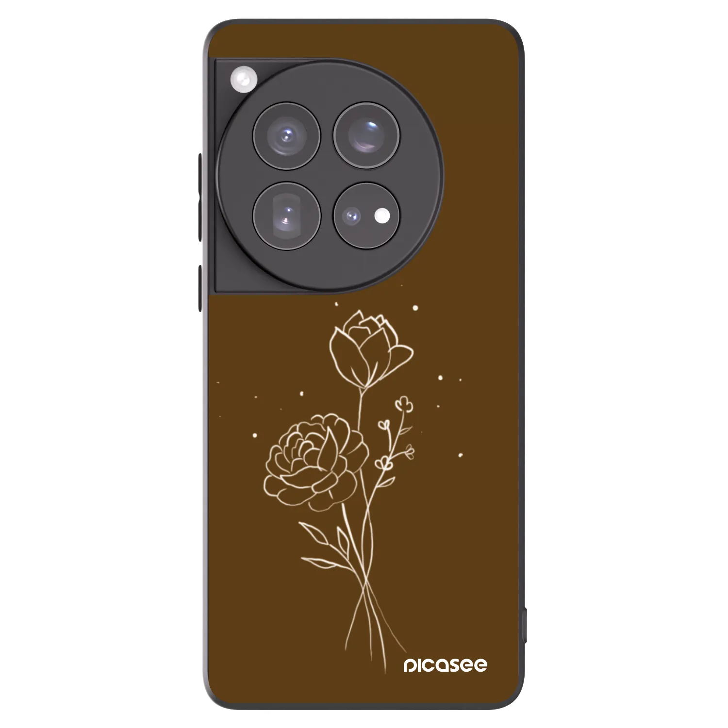Picasee silikonový černý obal pro OnePlus 12 5G - Brown flowers