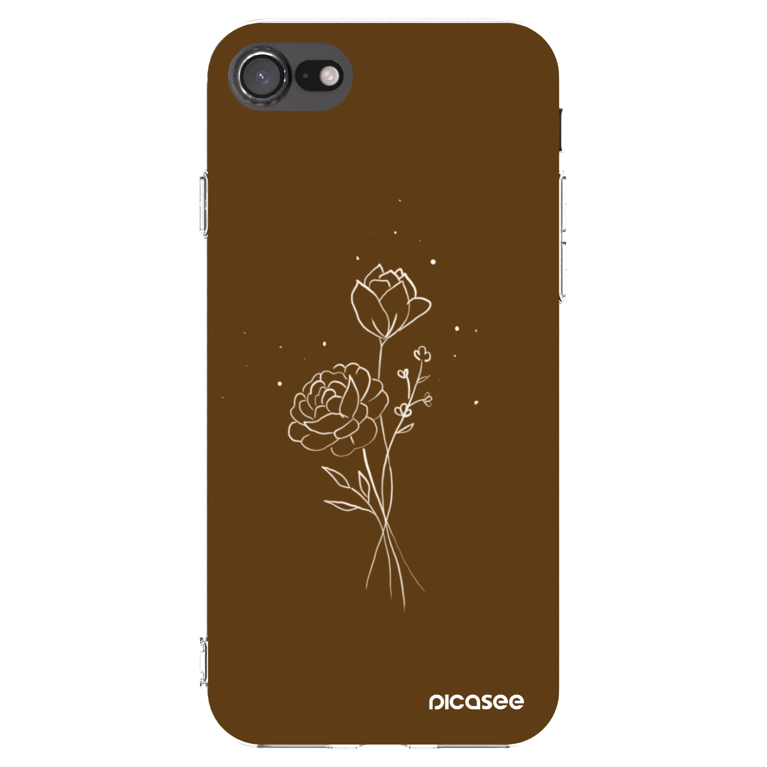 Picasee silikonový průhledný obal pro Apple iPhone 7 - Brown flowers