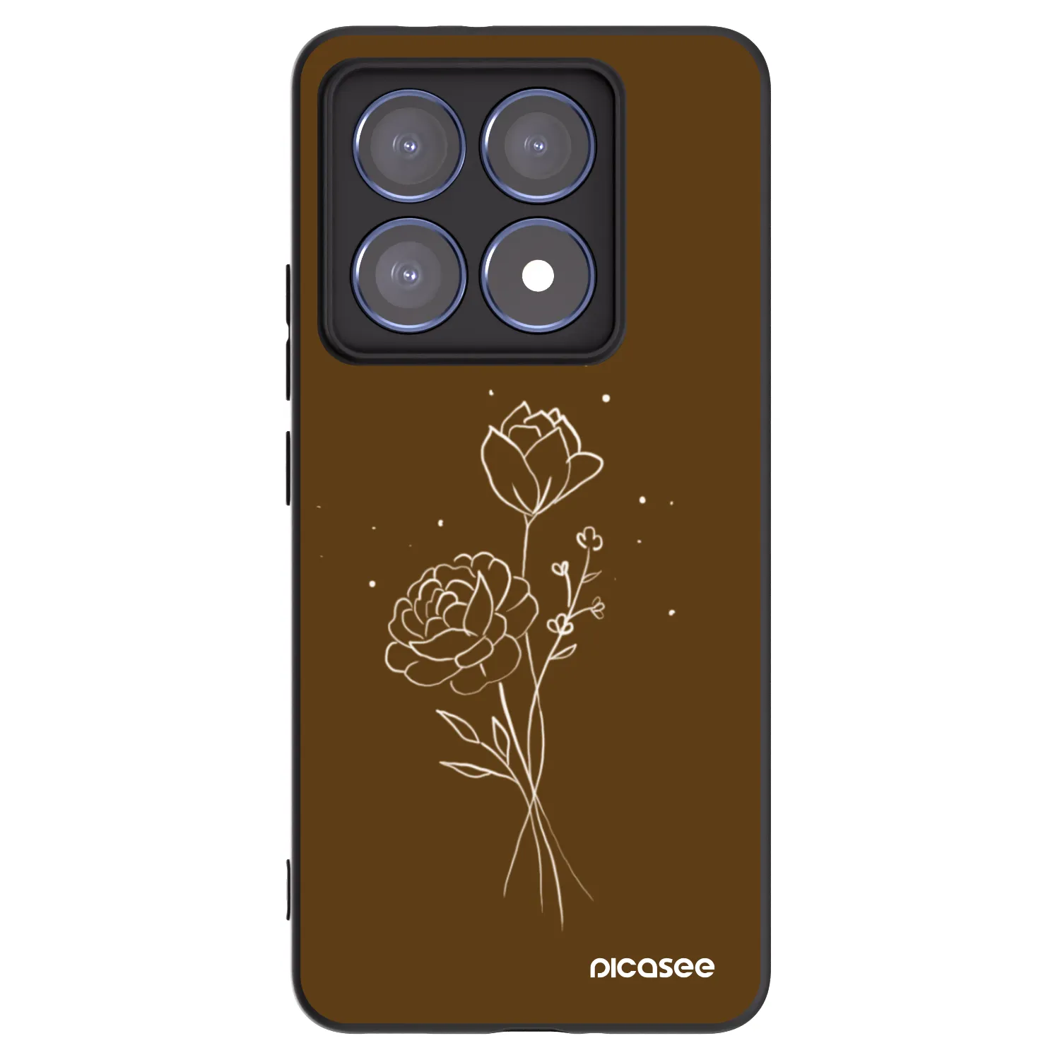 Picasee silikonový černý obal pro Xiaomi 14T Pro - Brown flowers