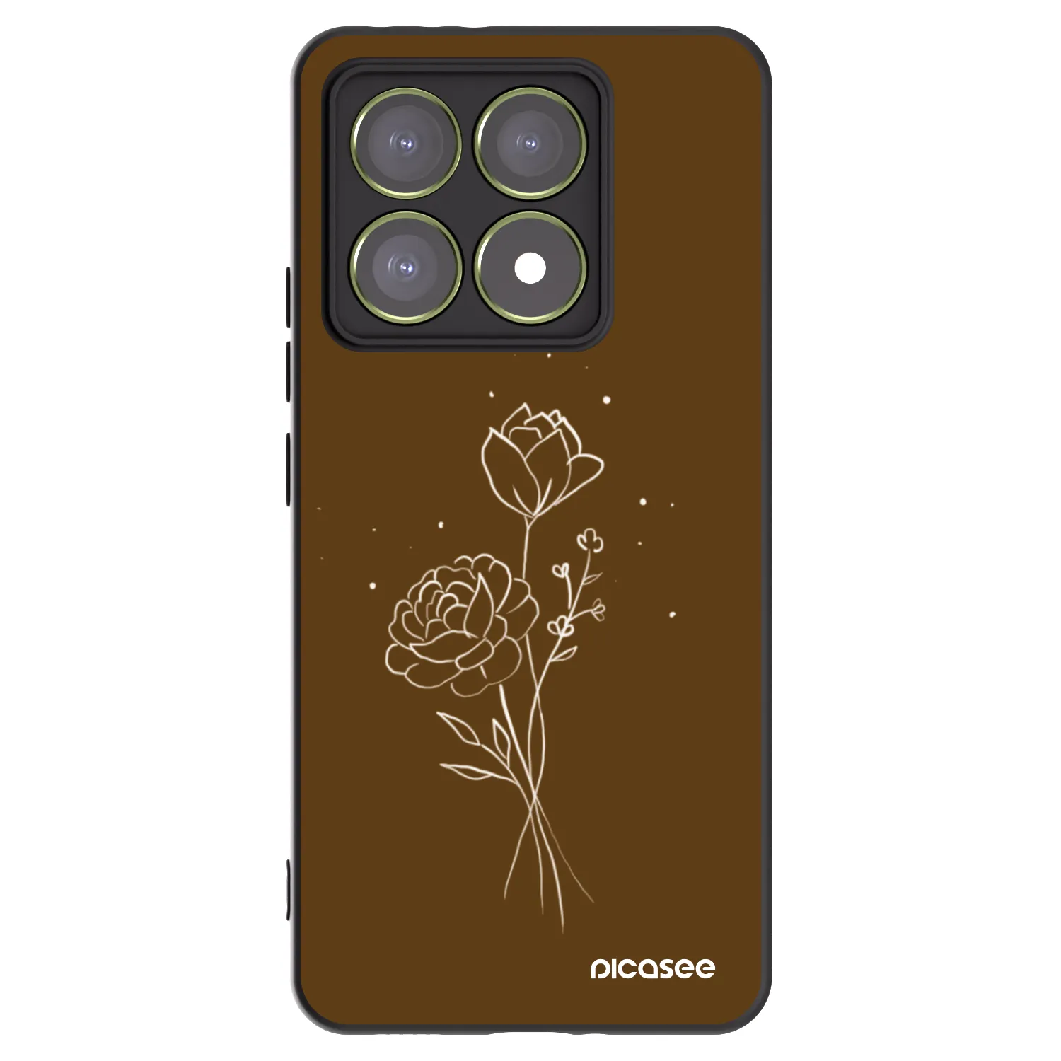Picasee silikonový černý obal pro Xiaomi 14T - Brown flowers