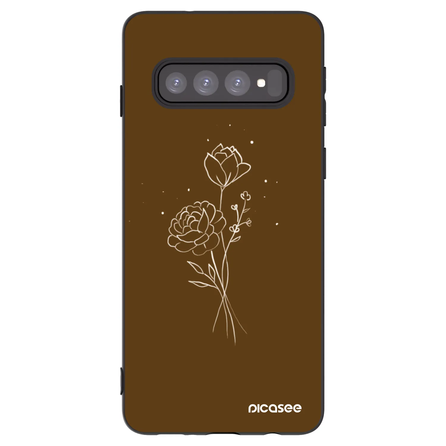 Picasee silikonový černý obal pro Samsung Galaxy S10 G973 - Brown flowers