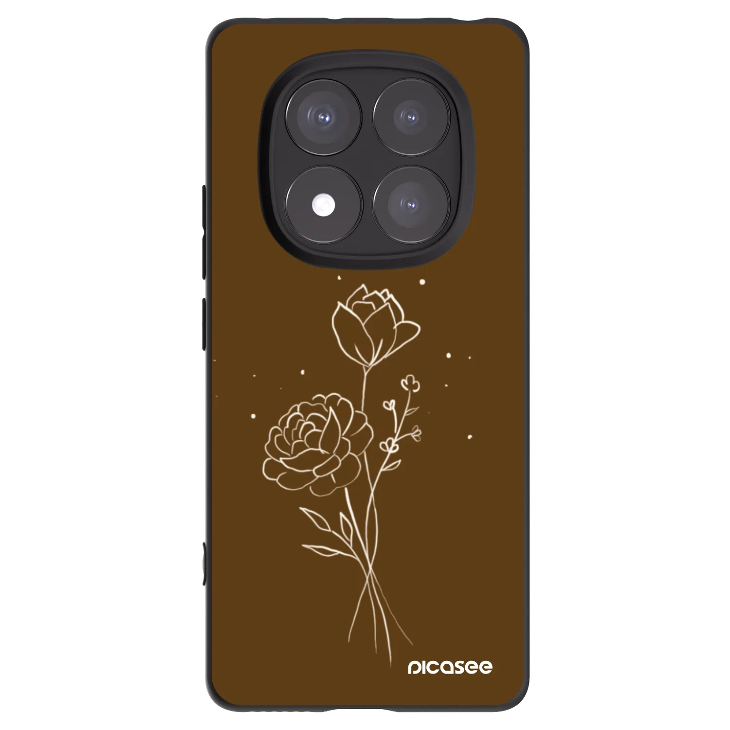 Picasee silikonový černý obal pro Xiaomi Redmi Note 14 Pro 5G - Brown flowers