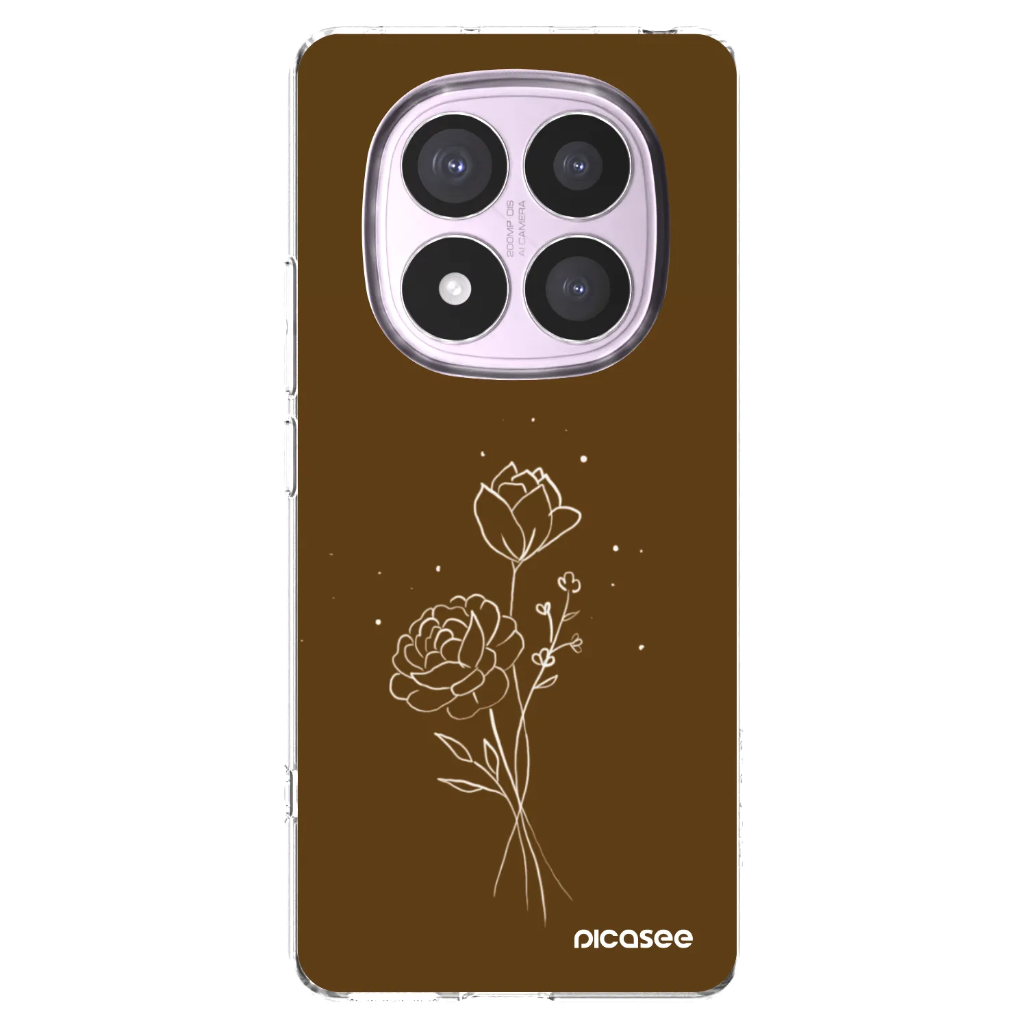 Picasee silikonový průhledný obal pro Xiaomi Redmi Note 14 Pro 5G - Brown flowers