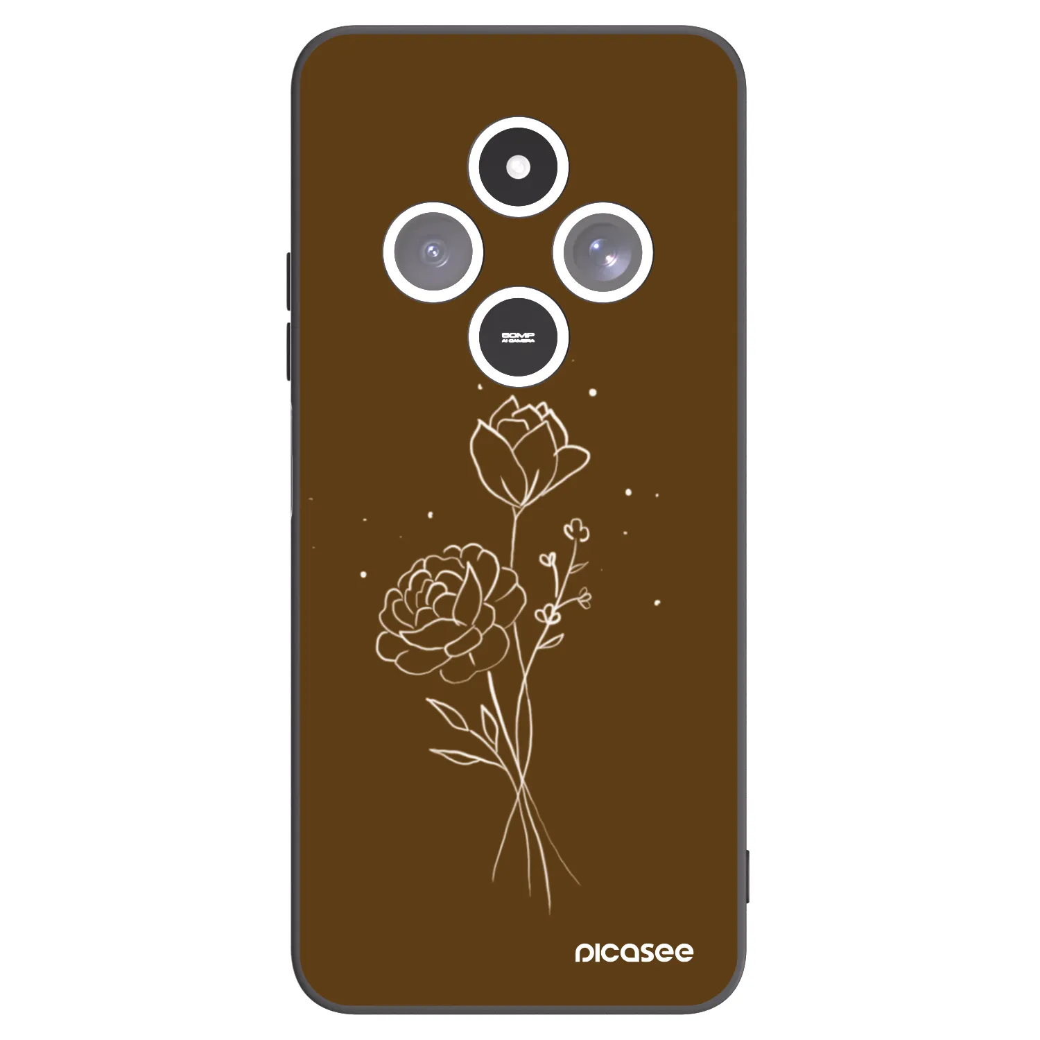 Picasee silikonový černý obal pro Xiaomi Redmi 14C - Brown flowers