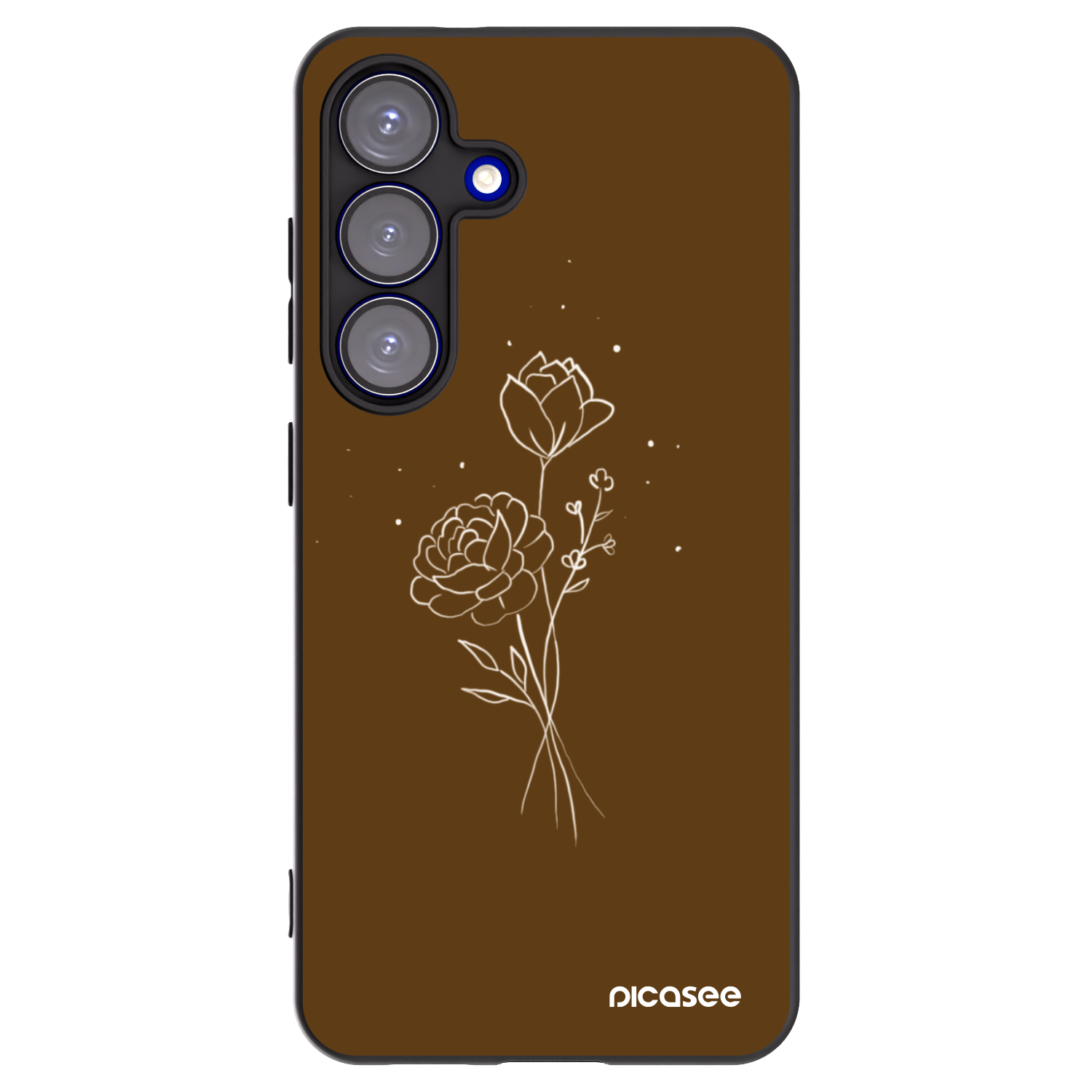 Picasee silikonový černý obal pro Samsung Galaxy S25 5G - Brown flowers