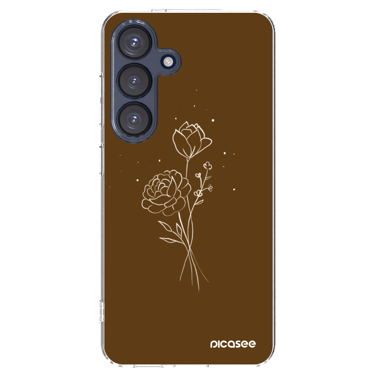Picasee silikonový průhledný obal pro Samsung Galaxy S25 5G - Brown flowers
