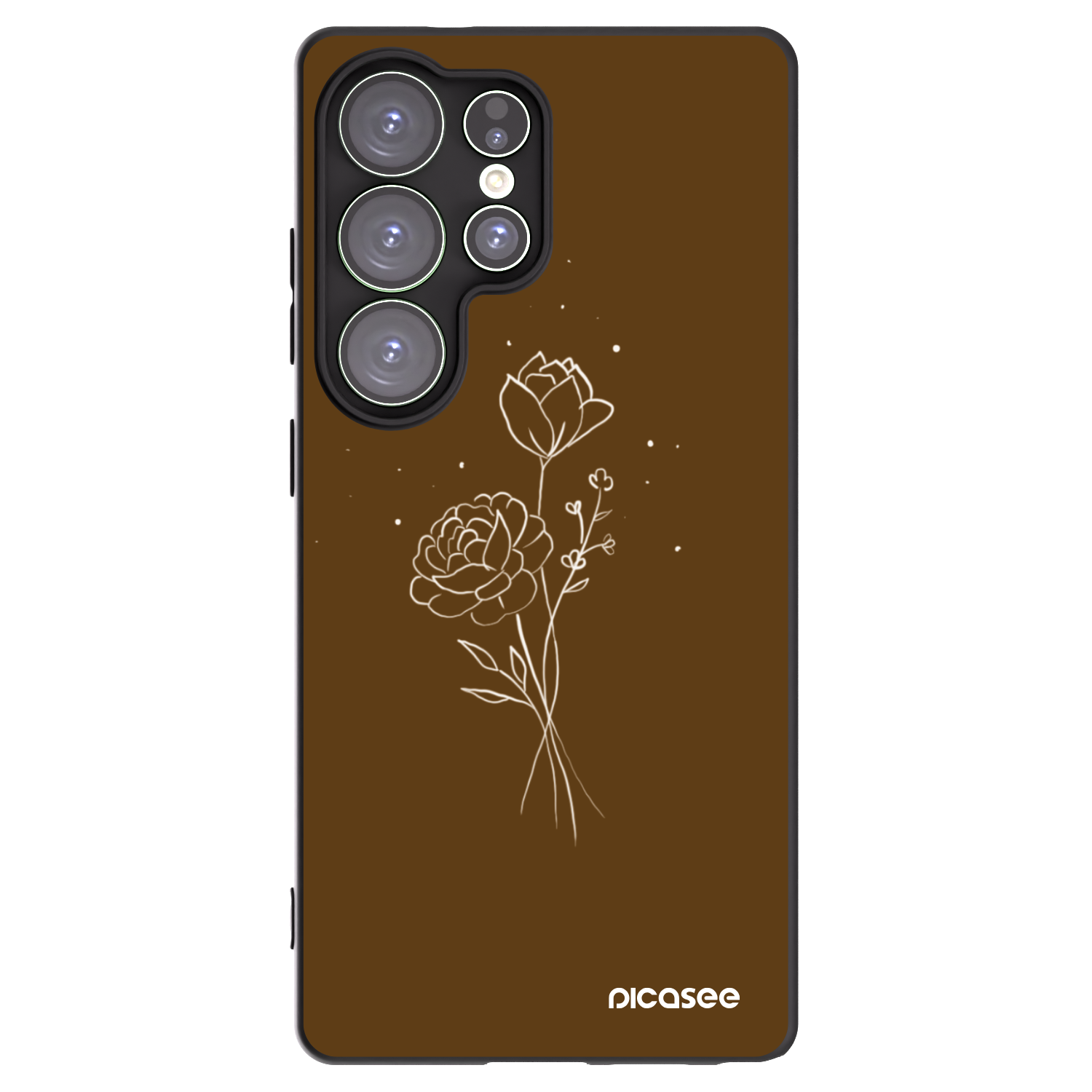 Picasee silikonový černý obal pro Samsung Galaxy S25 Ultra 5G - Brown flowers