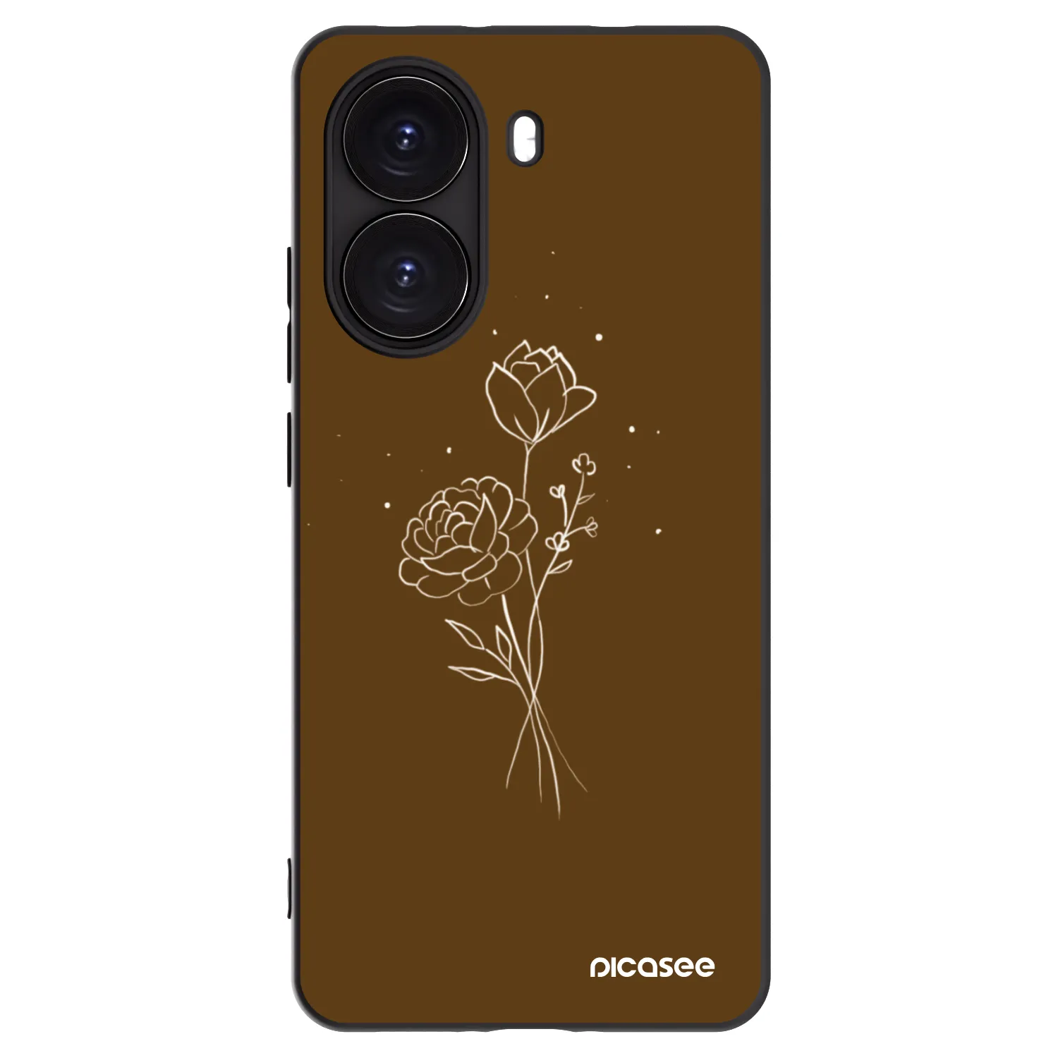 Picasee silikonový černý obal pro Xiaomi Poco X7 Pro 5G - Brown flowers