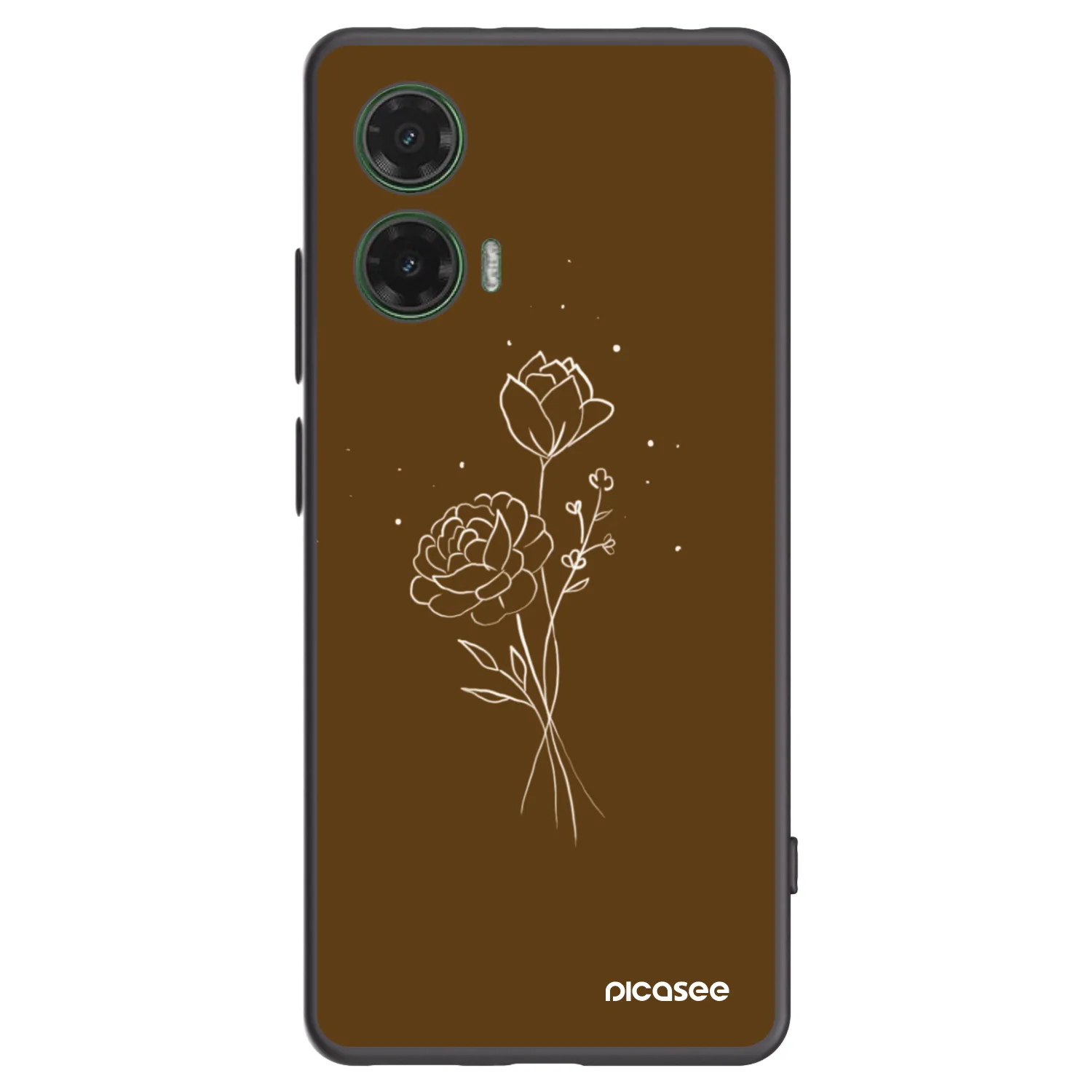 Picasee silikonový černý obal pro Motorola Moto G35 5G - Brown flowers