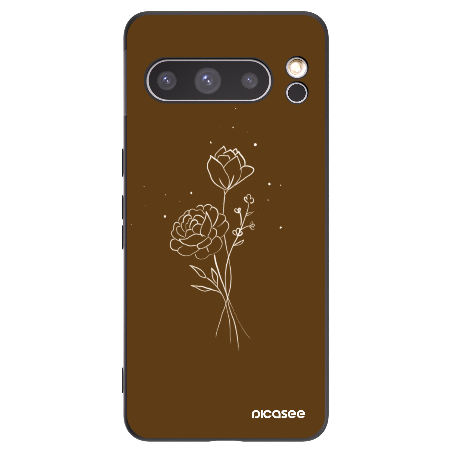 Picasee silikonový černý obal pro Google Pixel 8 Pro - Brown flowers