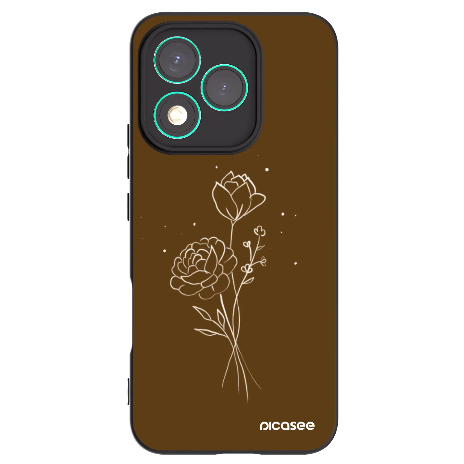 Picasee silikonový černý obal pro Honor 400 Lite 5G - Brown flowers