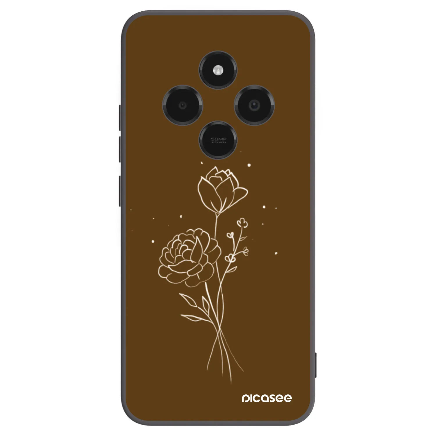 Picasee silikonový černý obal pro Xiaomi Poco C75 - Brown flowers