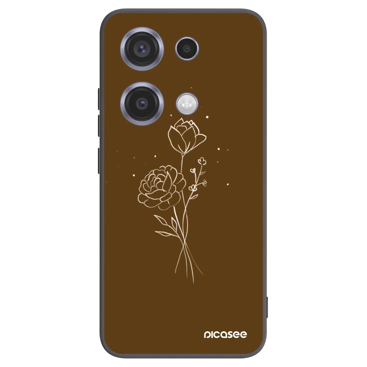 Picasee silikonový černý obal pro Xiaomi Redmi Note 14S - Brown flowers