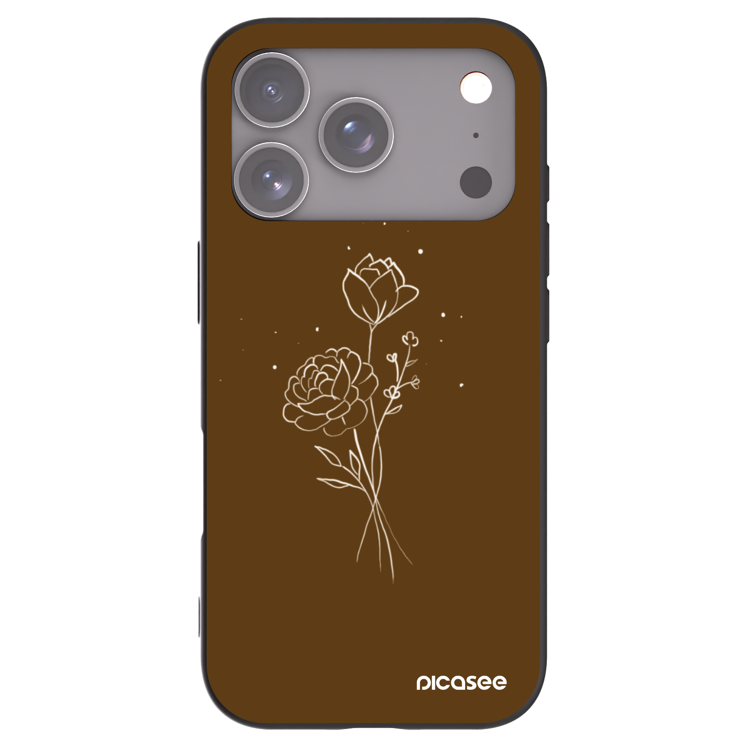 Picasee silikonový černý obal pro Apple iPhone 17 Pro - Brown flowers