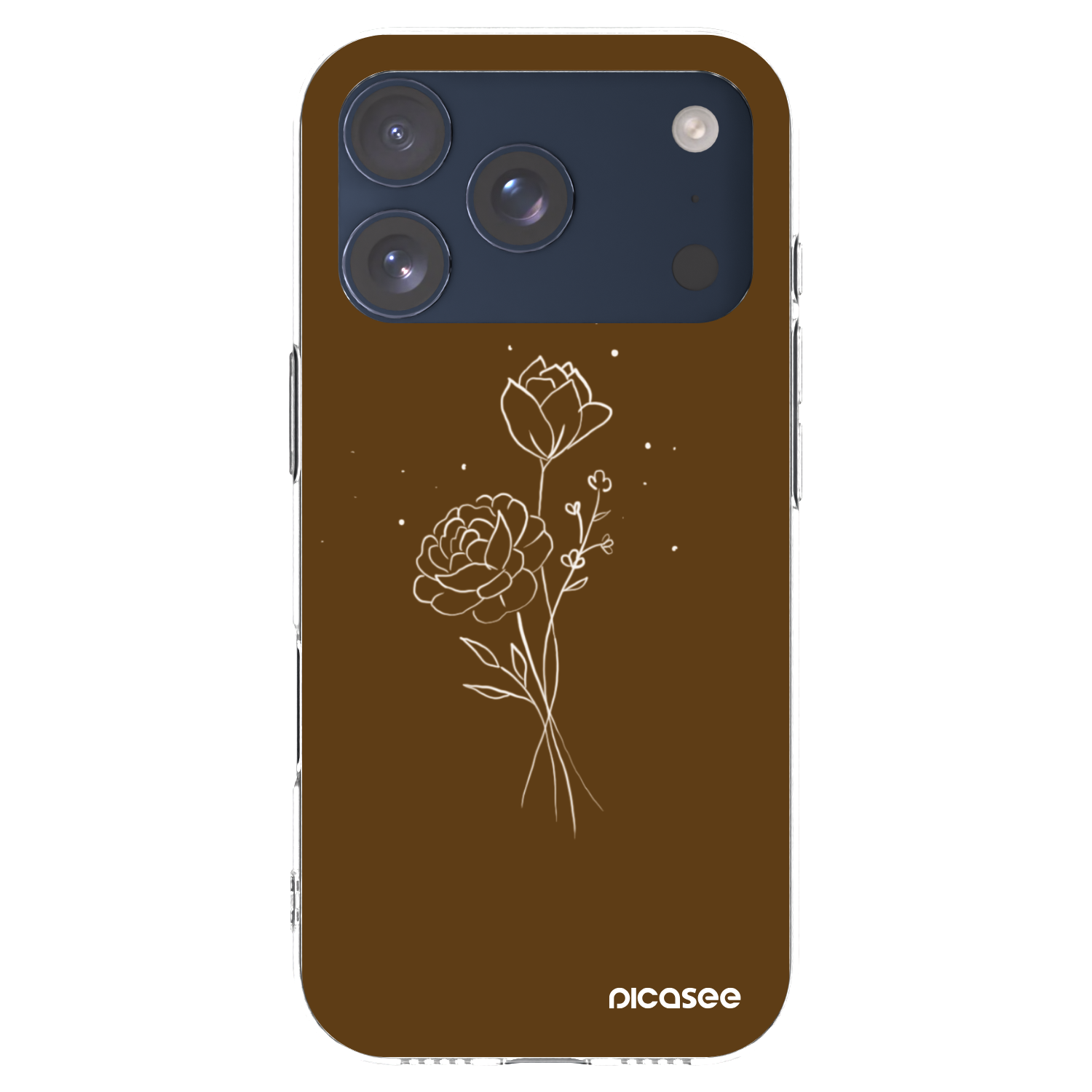 Picasee silikonový průhledný obal pro Apple iPhone 17 Pro - Brown flowers