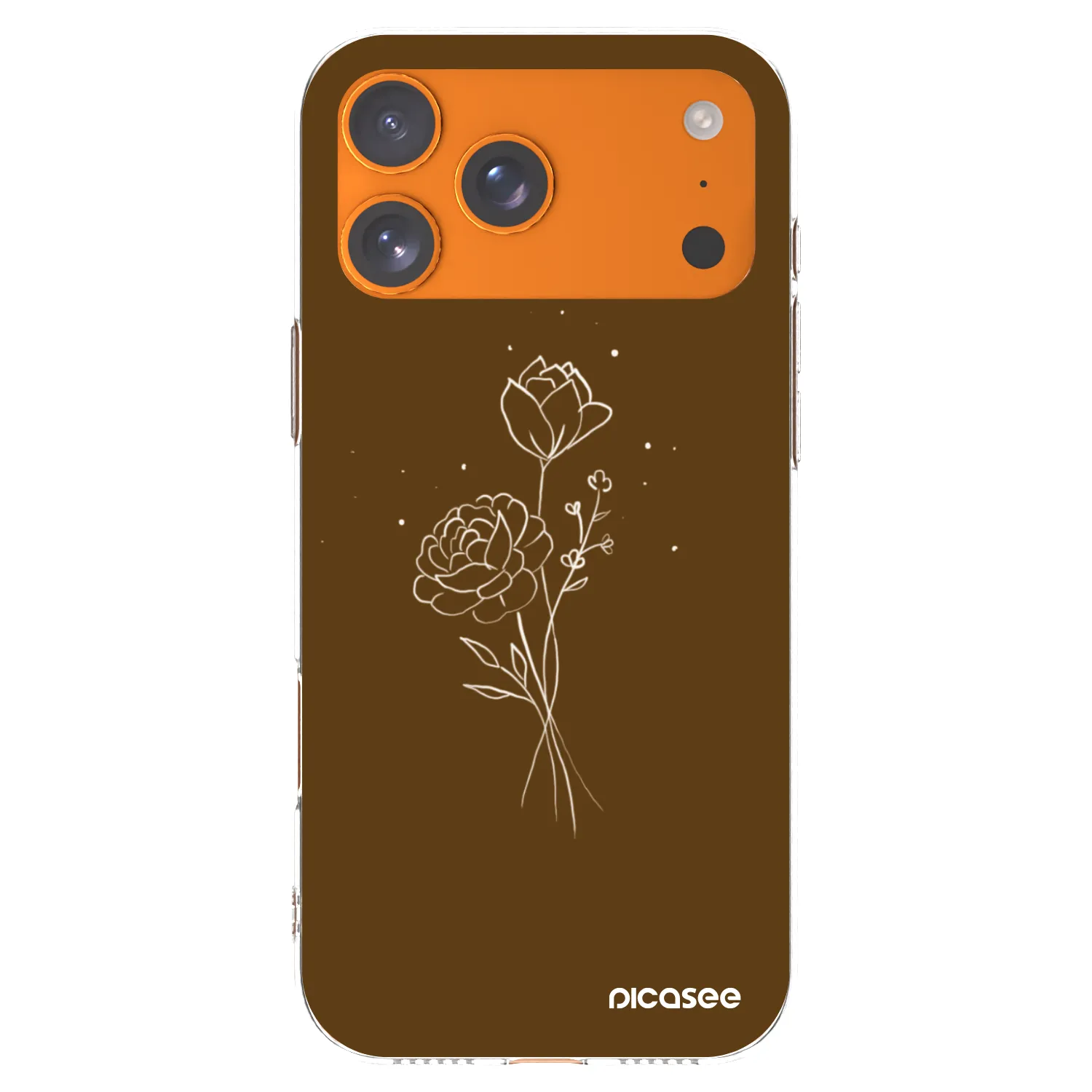 Picasee silikonový průhledný obal pro Apple iPhone 17 Pro Max - Brown flowers