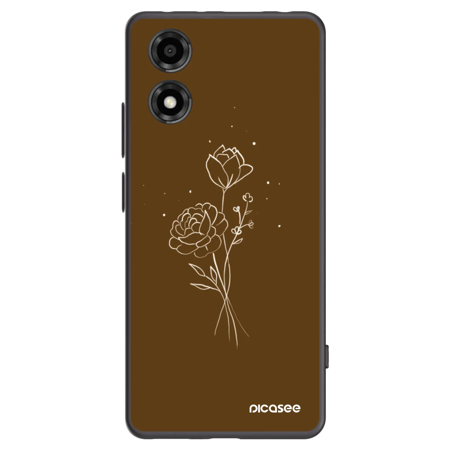 Picasee silikonový černý obal pro Motorola Moto E14 - Brown flowers