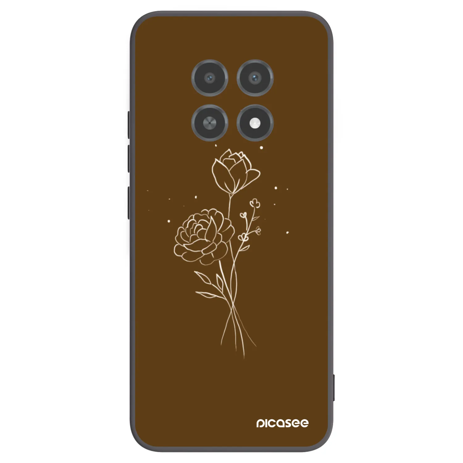 Picasee silikonový černý obal pro Realme 12X - Brown flowers