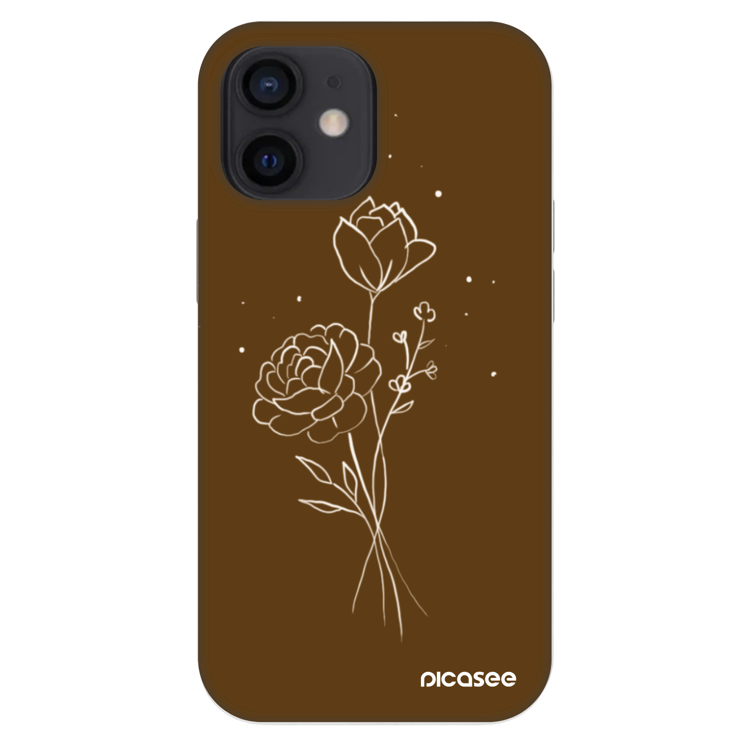 Picasee Fashion Case pro Apple iPhone 12 mini - Brown flowers