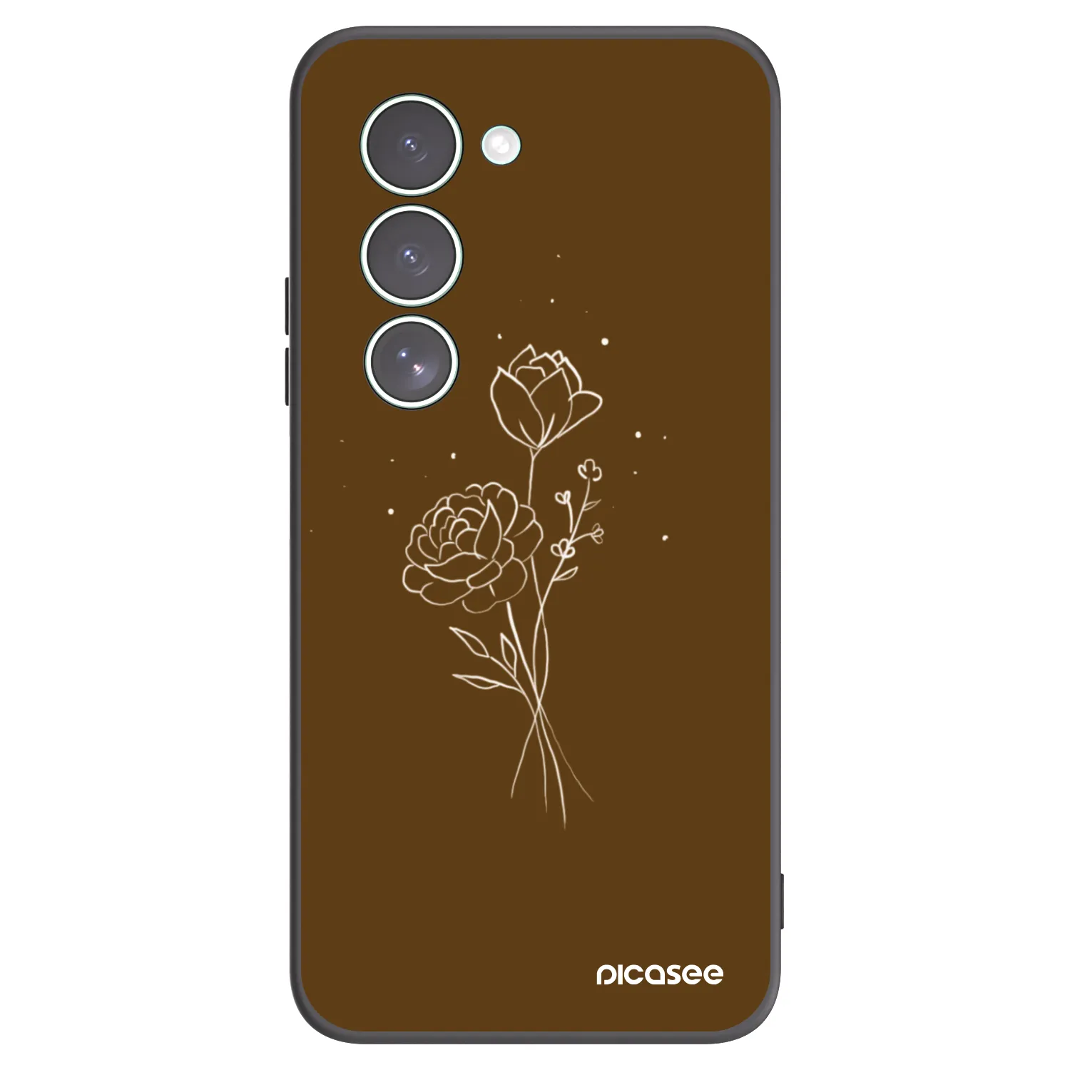 Picasee silikonový černý obal pro Xiaomi Redmi 15 5G - Brown flowers
