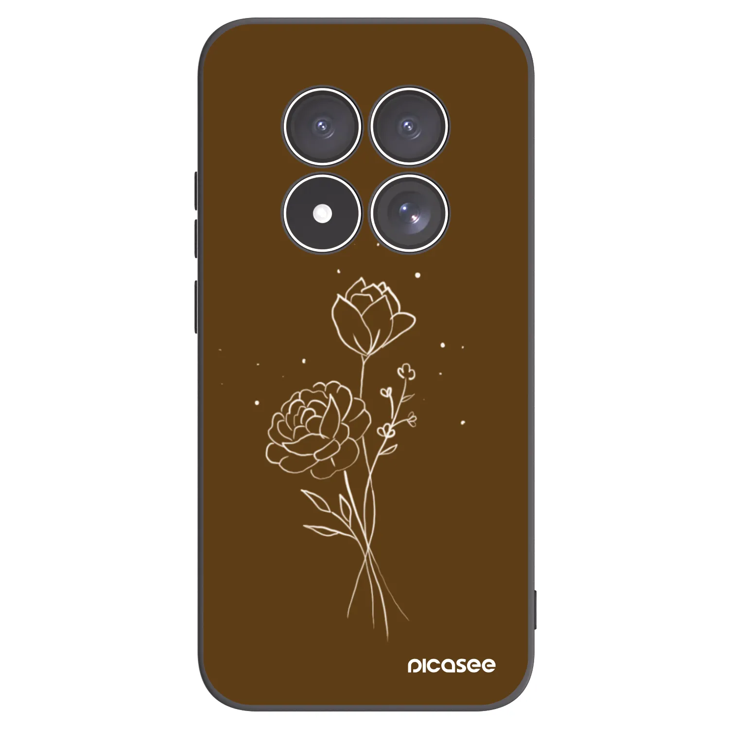 Picasee silikonový černý obal pro Xiaomi Redmi Note 15 Pro 4G - Brown flowers