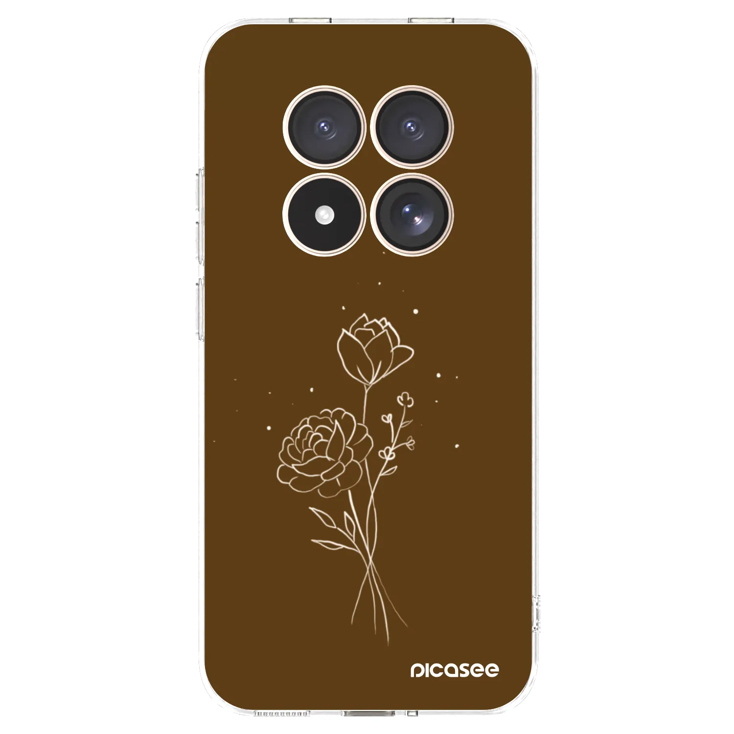 Picasee silikonový průhledný obal pro Xiaomi Redmi Note 15 Pro 4G - Brown flowers