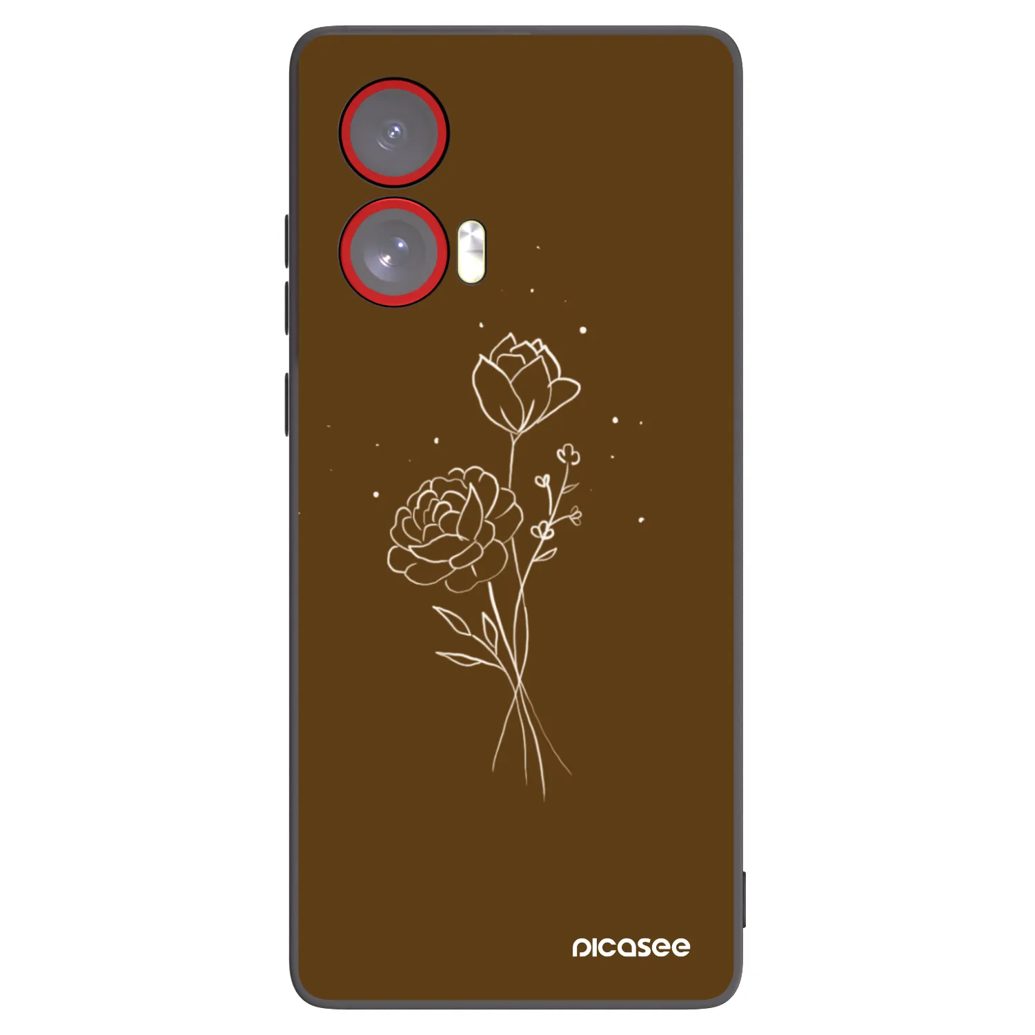 Picasee silikonový černý obal pro Motorola Edge 50 Fusion - Brown flowers