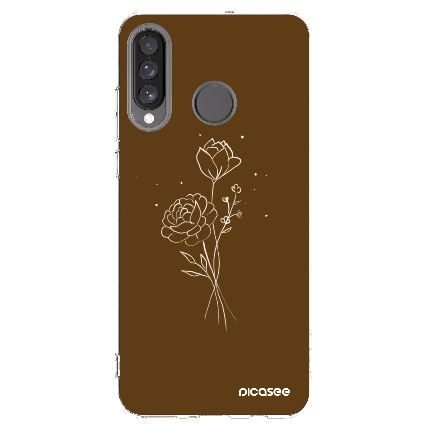 Picasee silikonový průhledný obal pro Huawei P30 Lite - Brown flowers