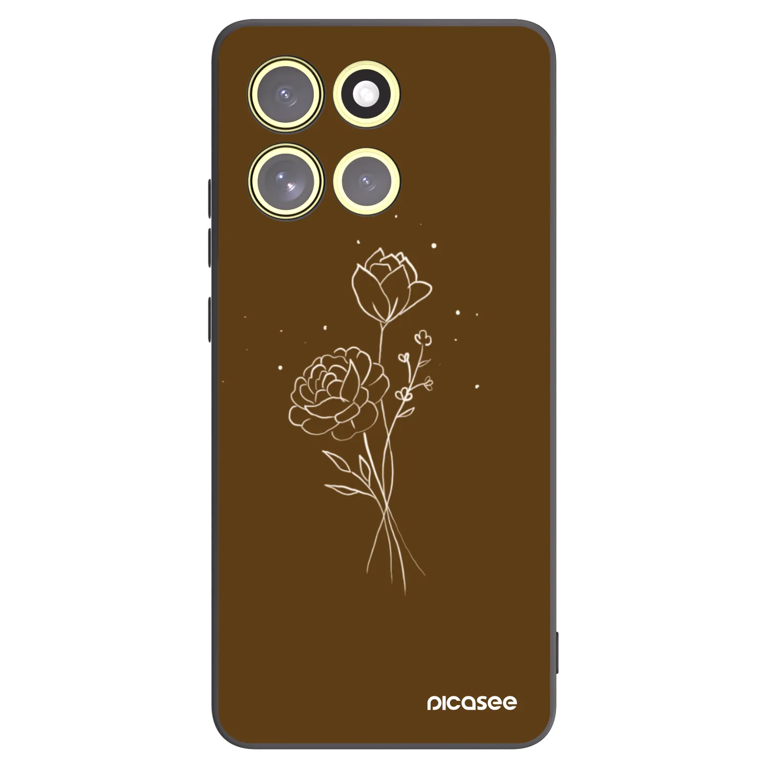 Picasee silikonový černý obal pro Motorola Moto G86 Power 5G - Brown flowers