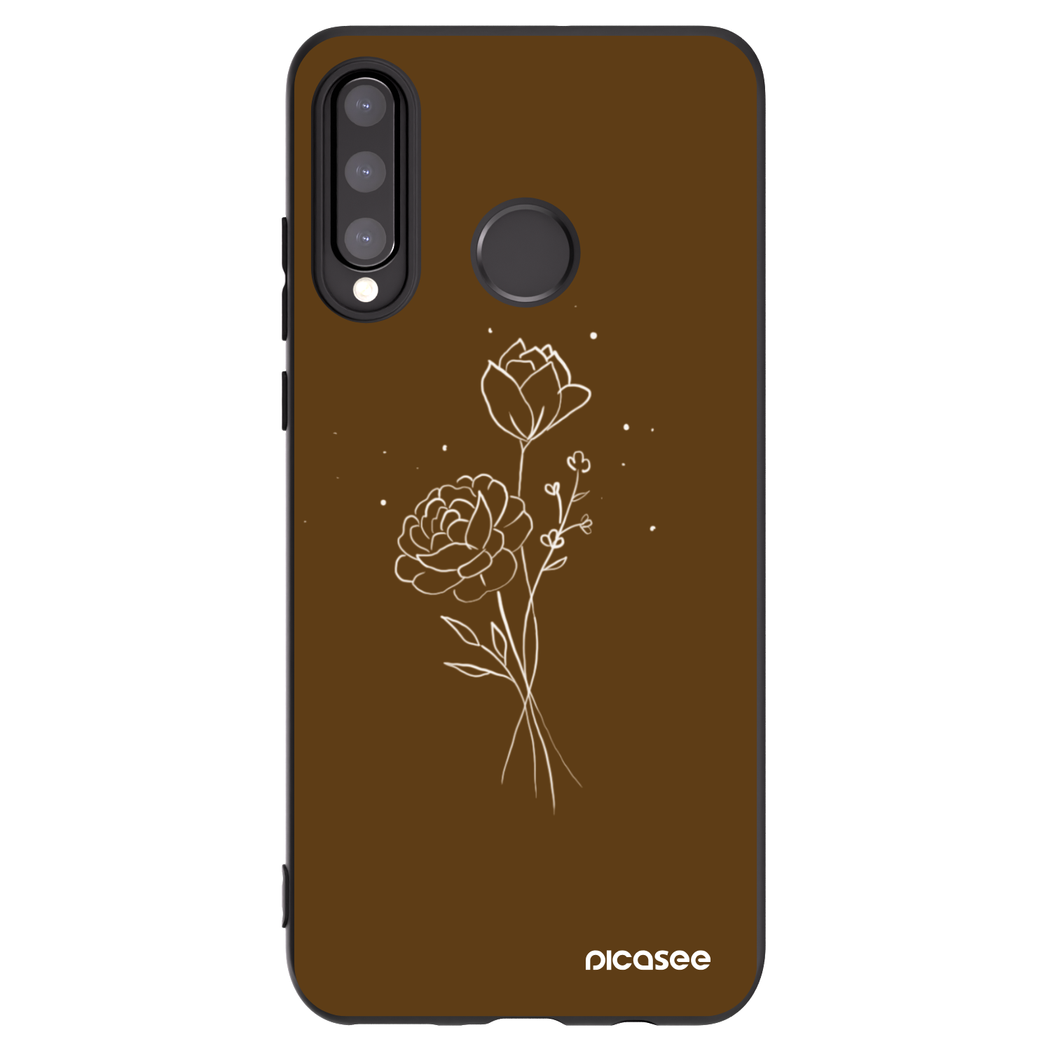 Picasee silikonový černý obal pro Huawei P30 Lite - Brown flowers