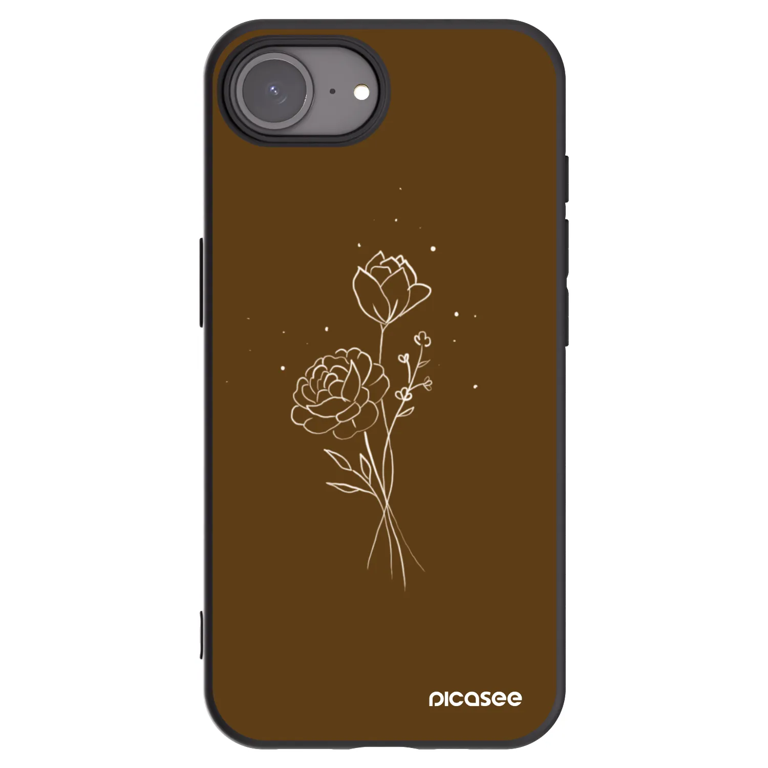 Picasee silikonový černý obal pro Apple iPhone 17e - Brown flowers
