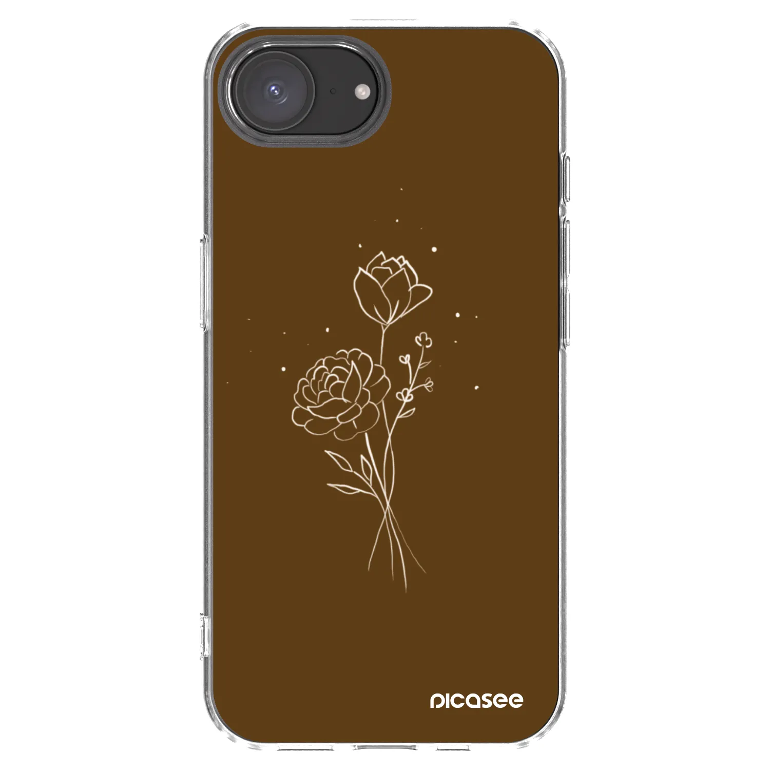 Picasee silikonový průhledný obal pro Apple iPhone 17e - Brown flowers
